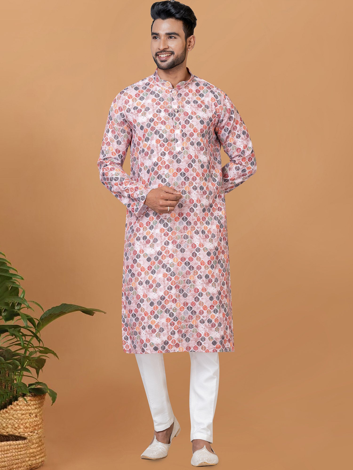 Purple Printed Casual Wear Kurta Pajama