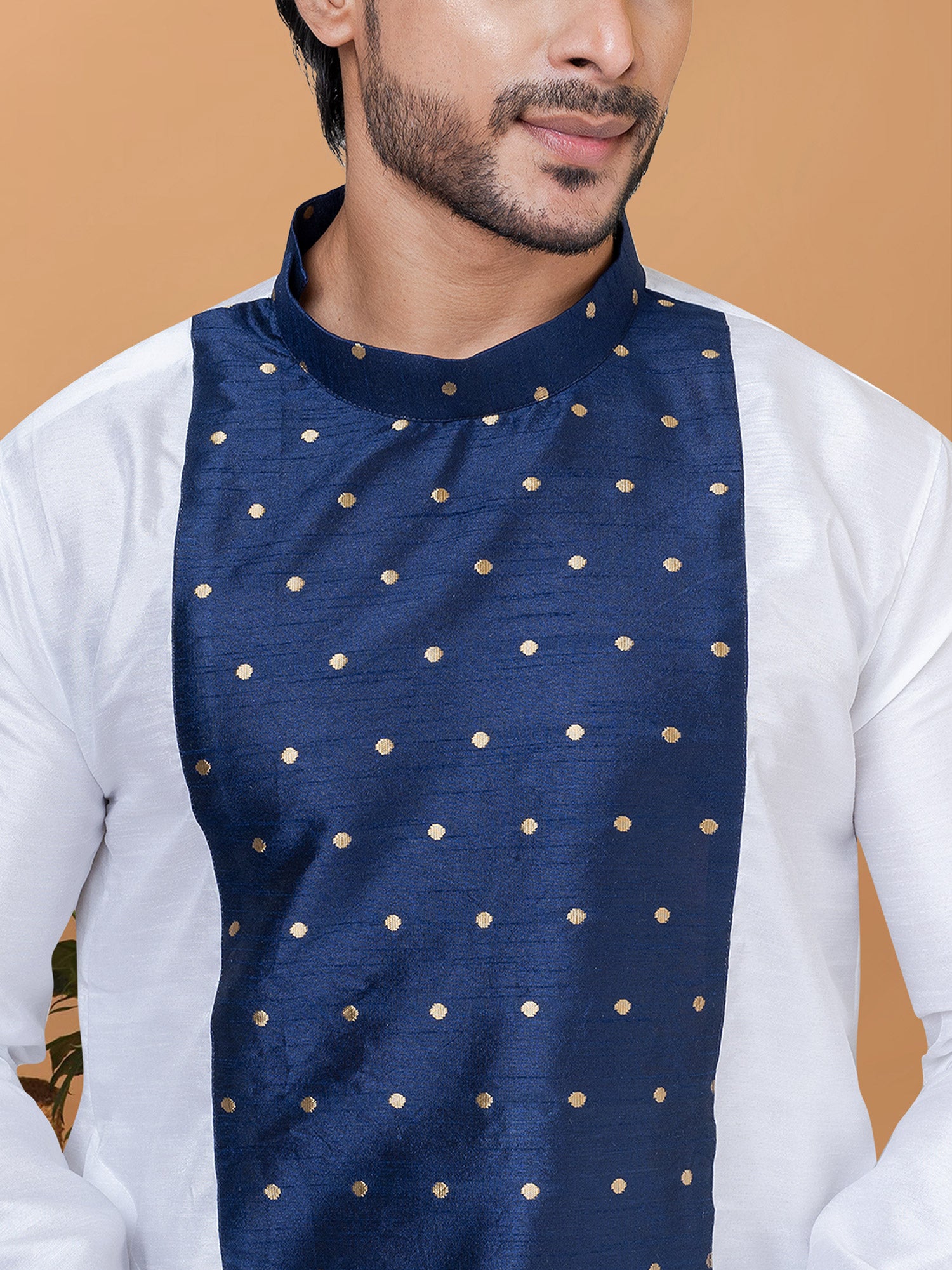 White Dupion Silk Kurta Pyjama For Men