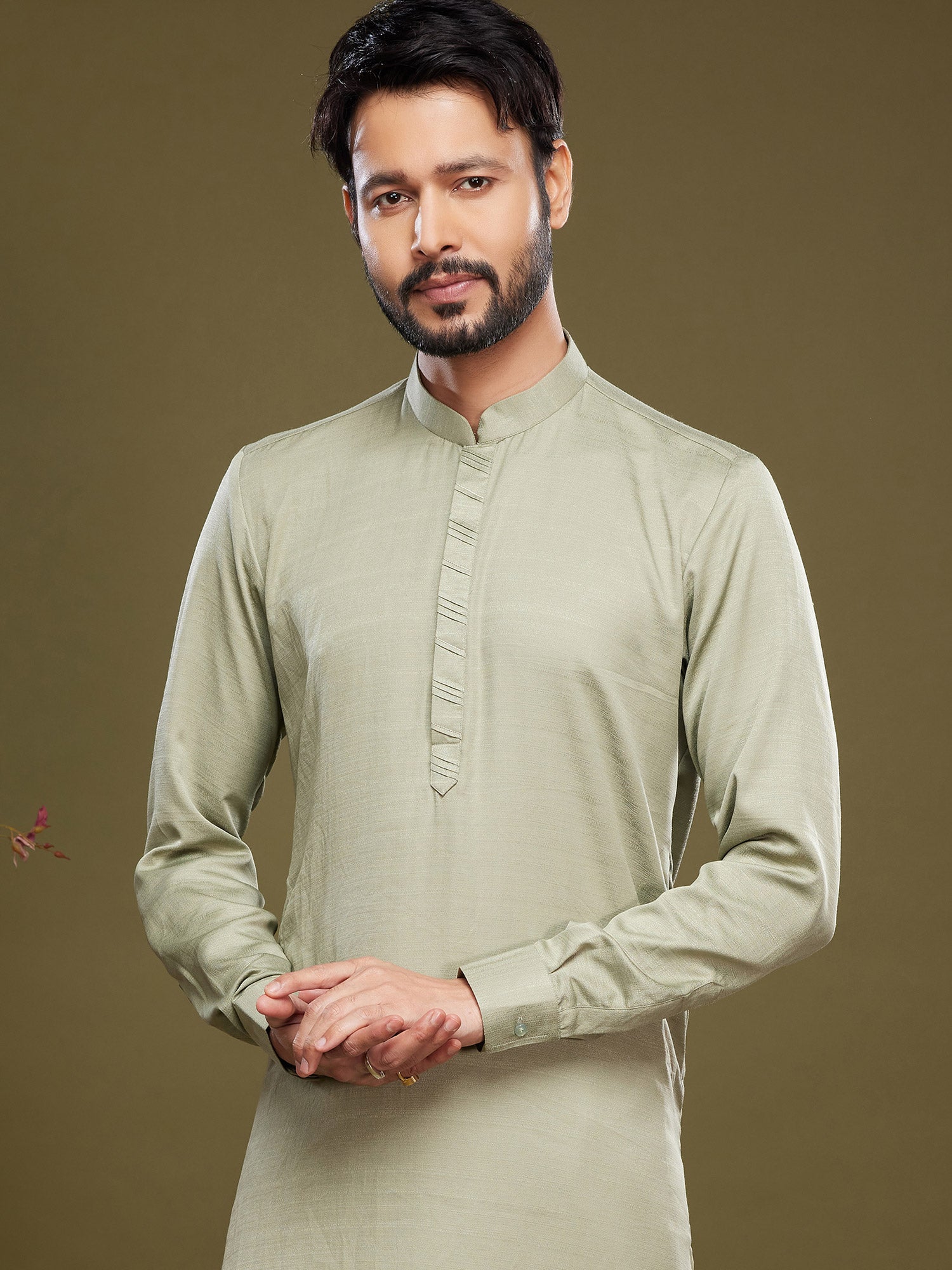 Green Art Silk Festive Kurta Pyjama Set