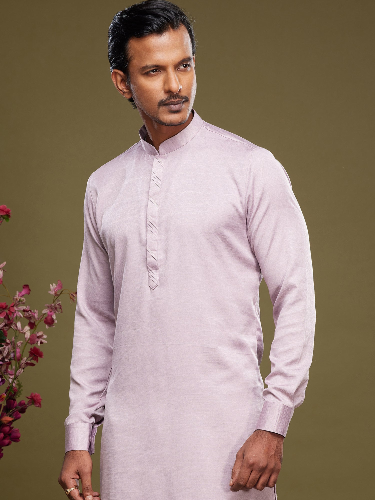 Purple Festive Kurta Pyjama In Art Silk
