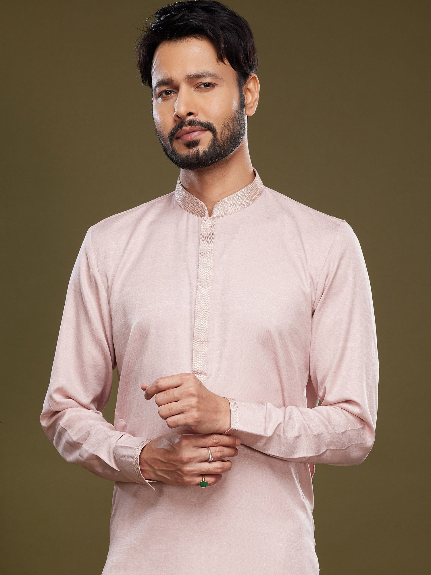 Pink Party Wear Kurta Pajama In Silk