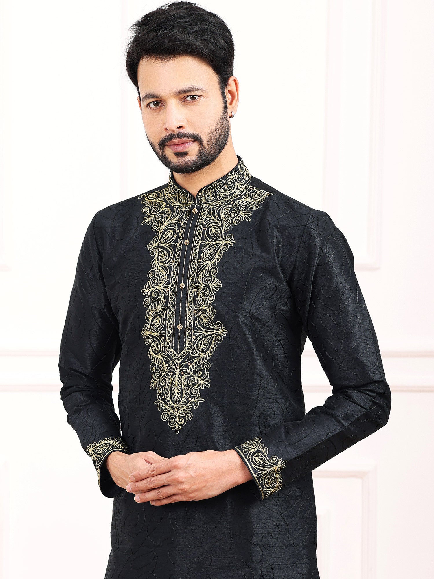 Black Party Wear Kurta Pajama For Mens