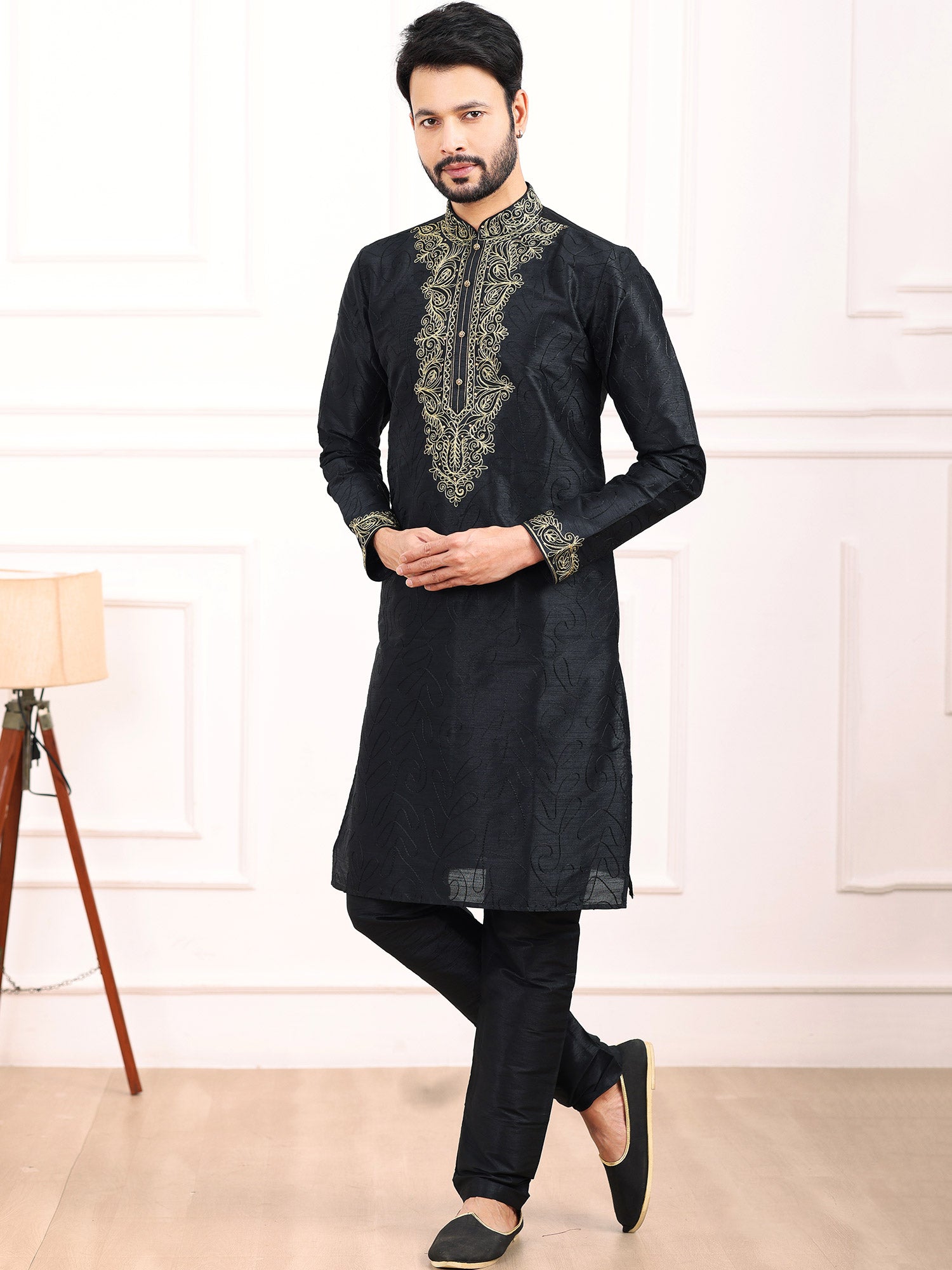Black Party Wear Kurta Pajama For Mens