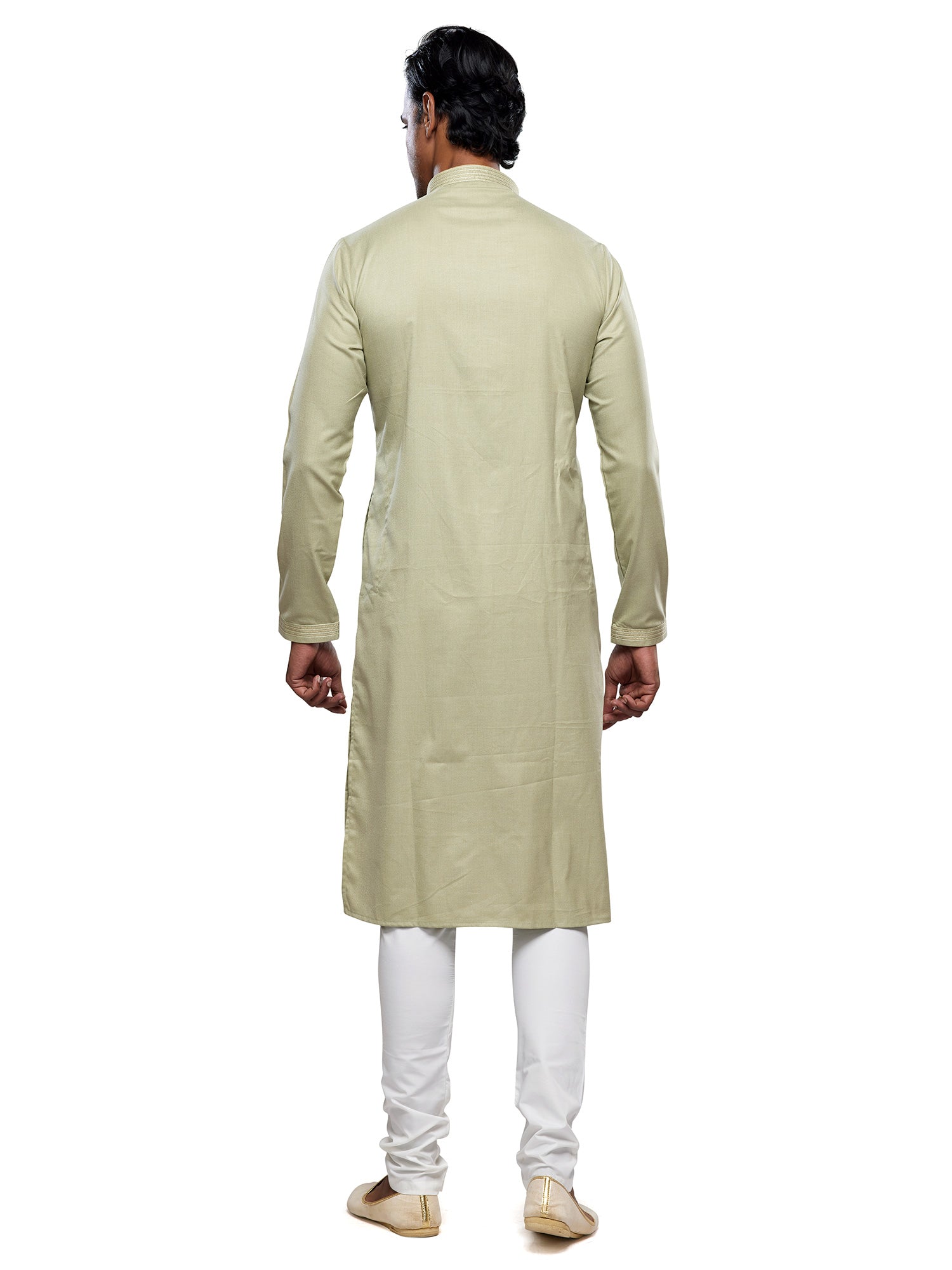 Green Festive Wear Mens Kurta Pyjama Set In Silk