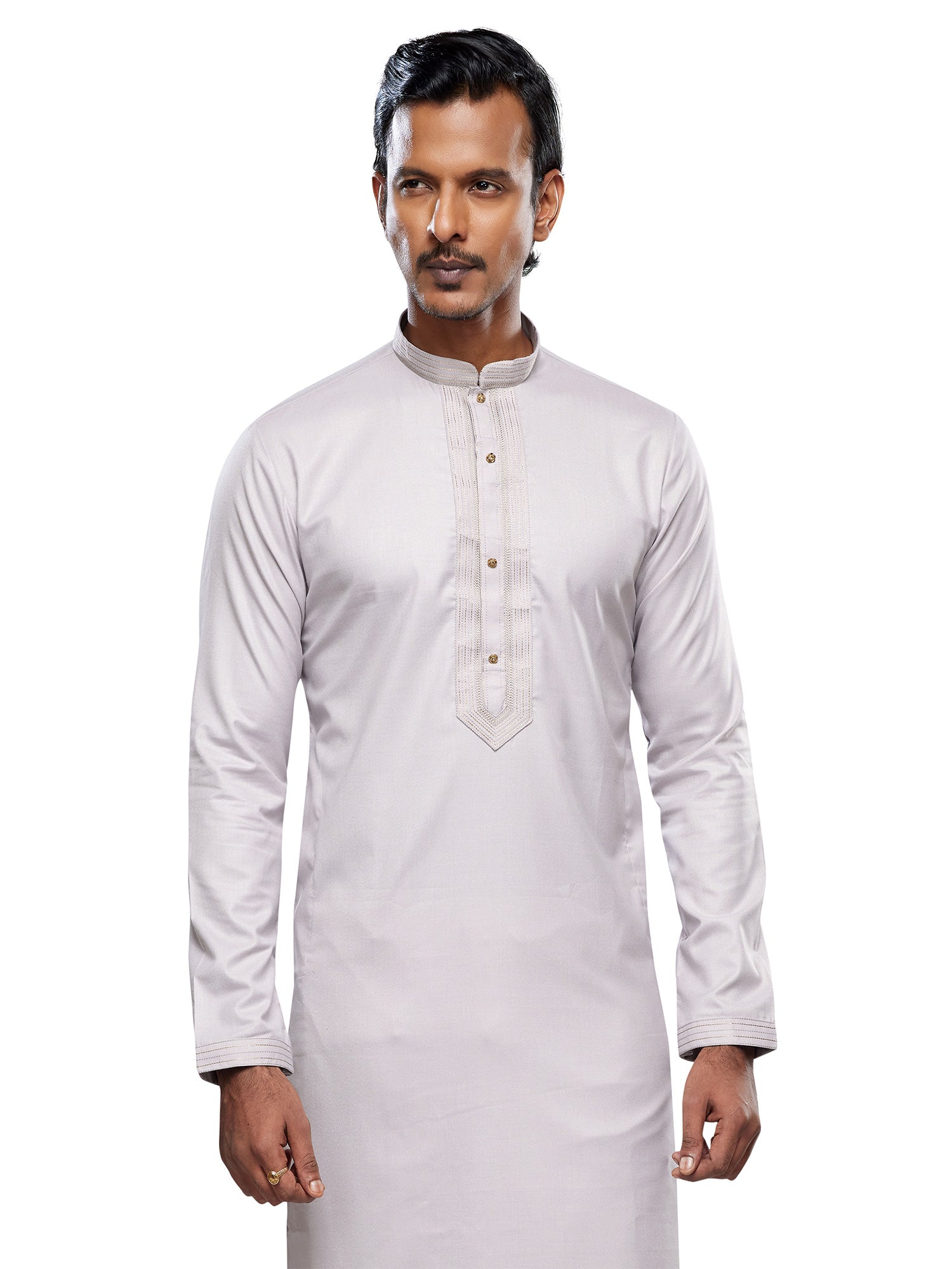 Off White Mens Kurta Pyjama Set In Readymade Silk