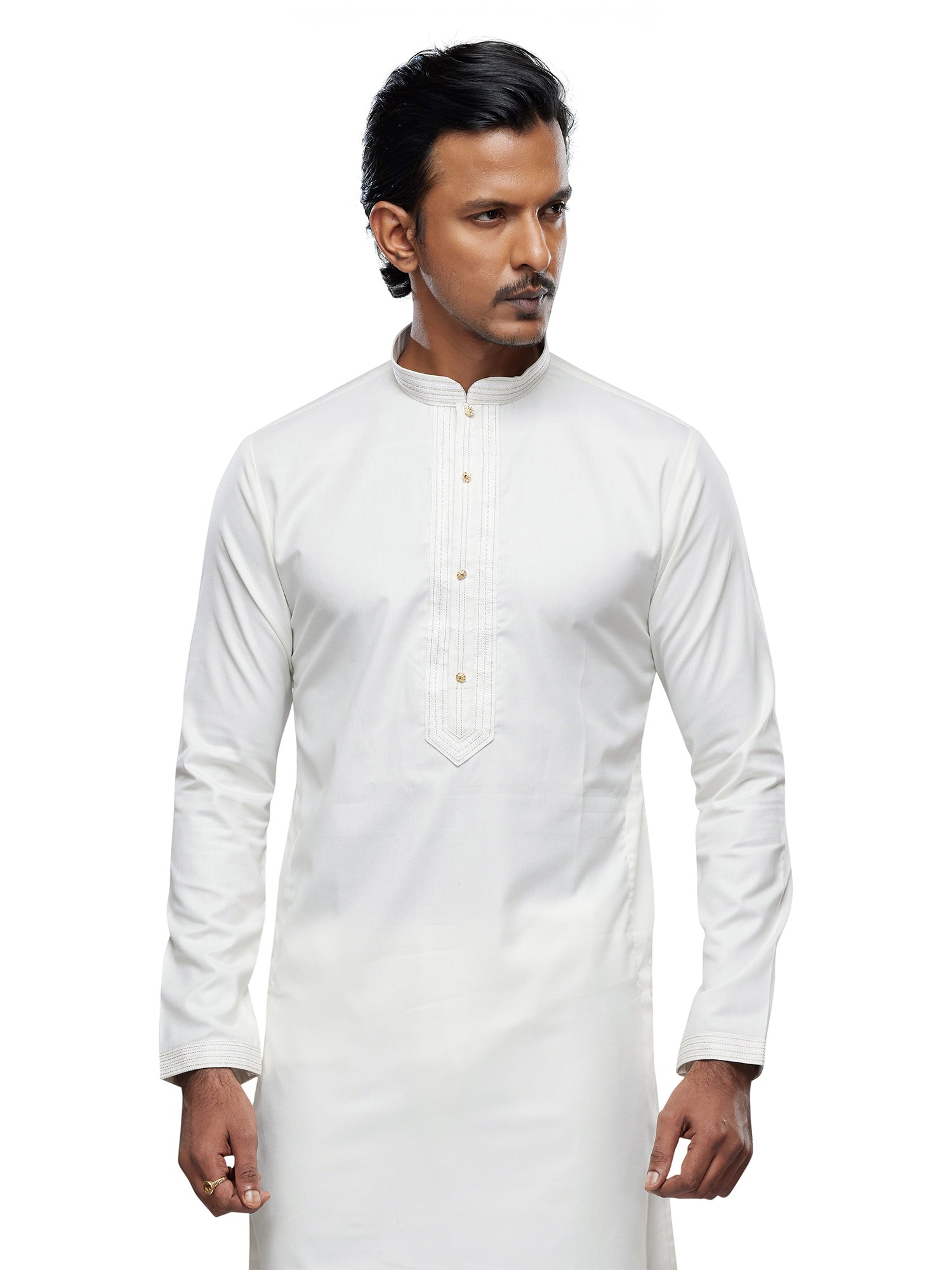 White Silk Kurta Pyjama Set In Readymade For Mens