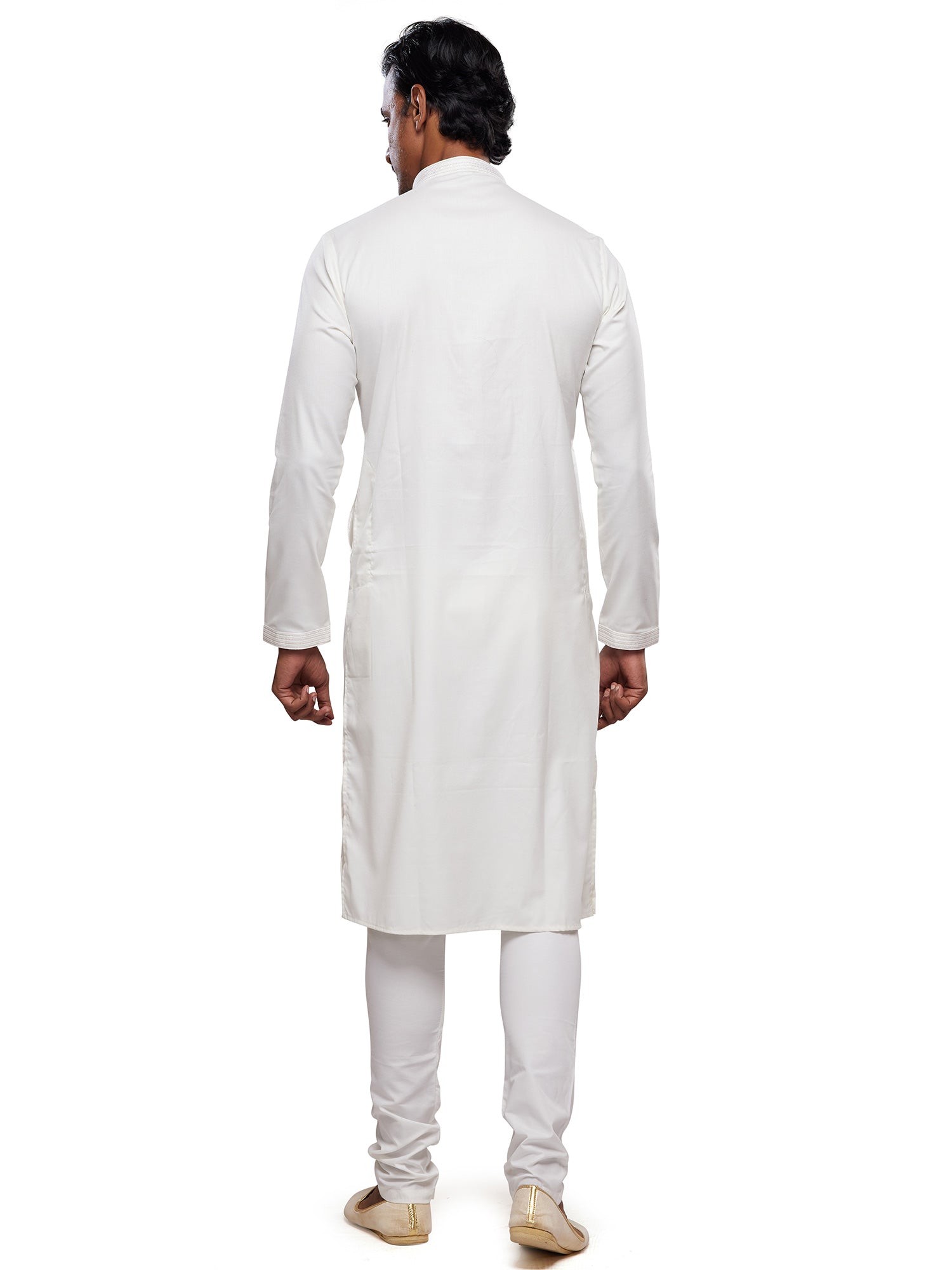 White Silk Kurta Pyjama Set In Readymade For Mens