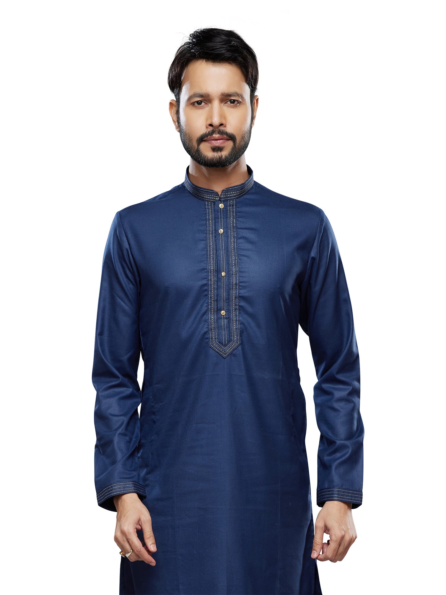 Navy Blue Silk Kurta Pyjama Readymade Set