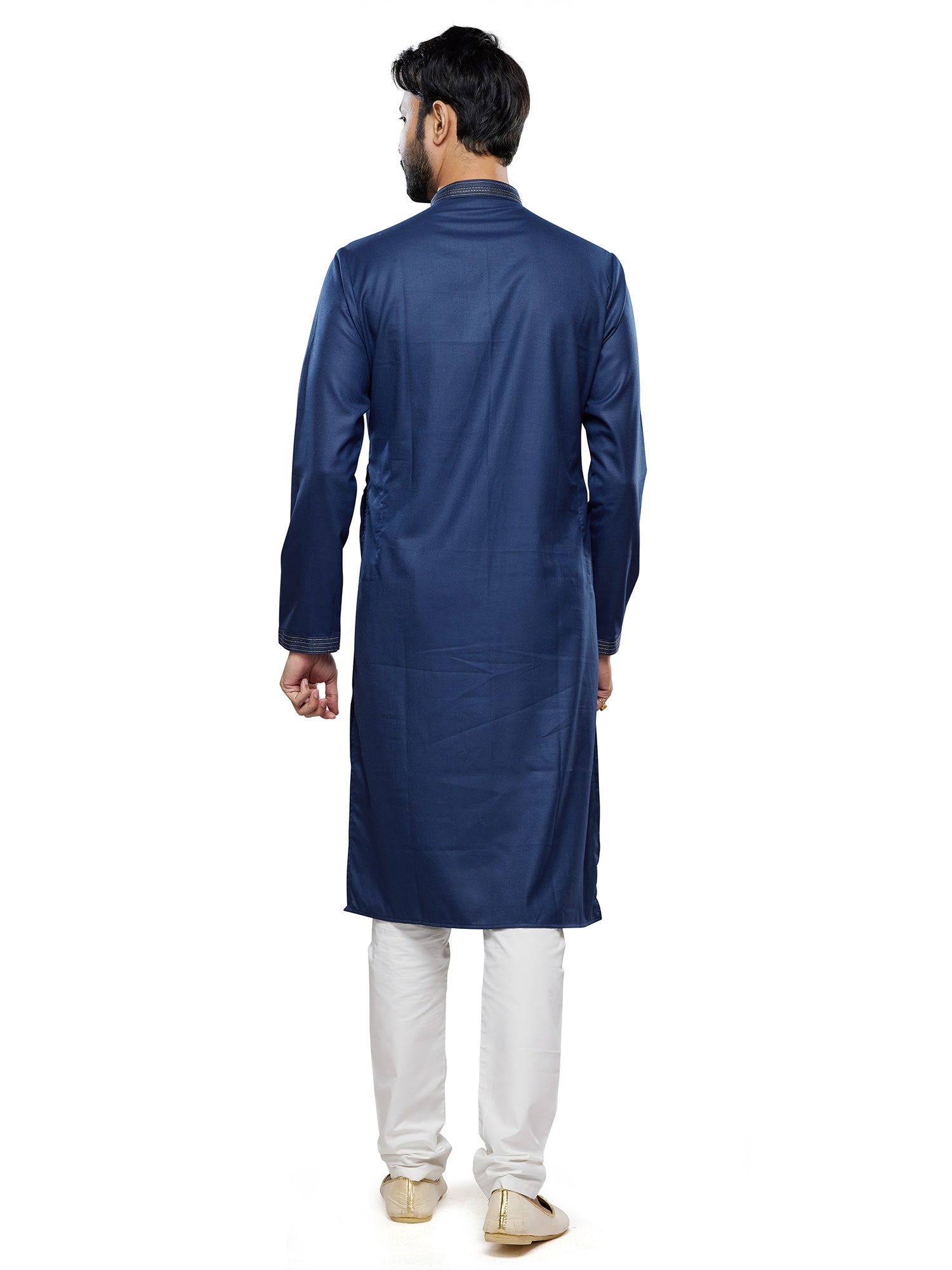 Navy Blue Silk Kurta Pyjama Readymade Set