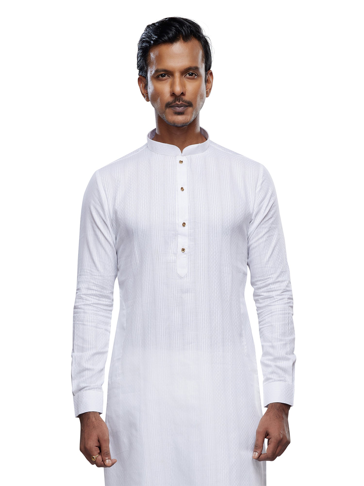 White Silk Readymade Kurta Pyjama For Mens