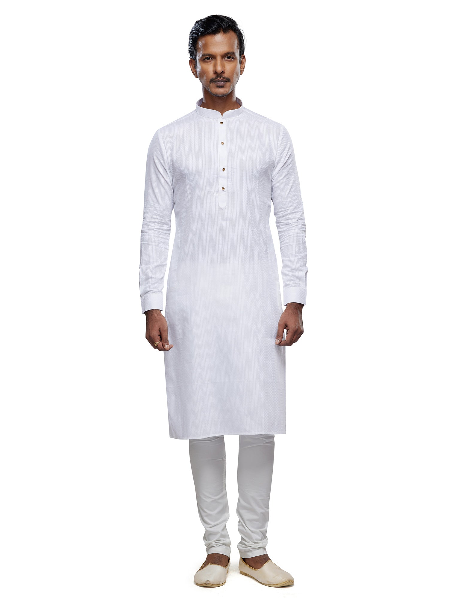 White Silk Readymade Kurta Pyjama For Mens
