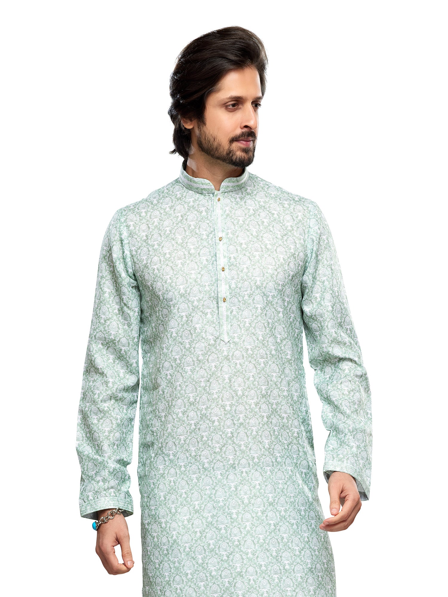 Sage Green Printed Readymade Kurta Pyjama