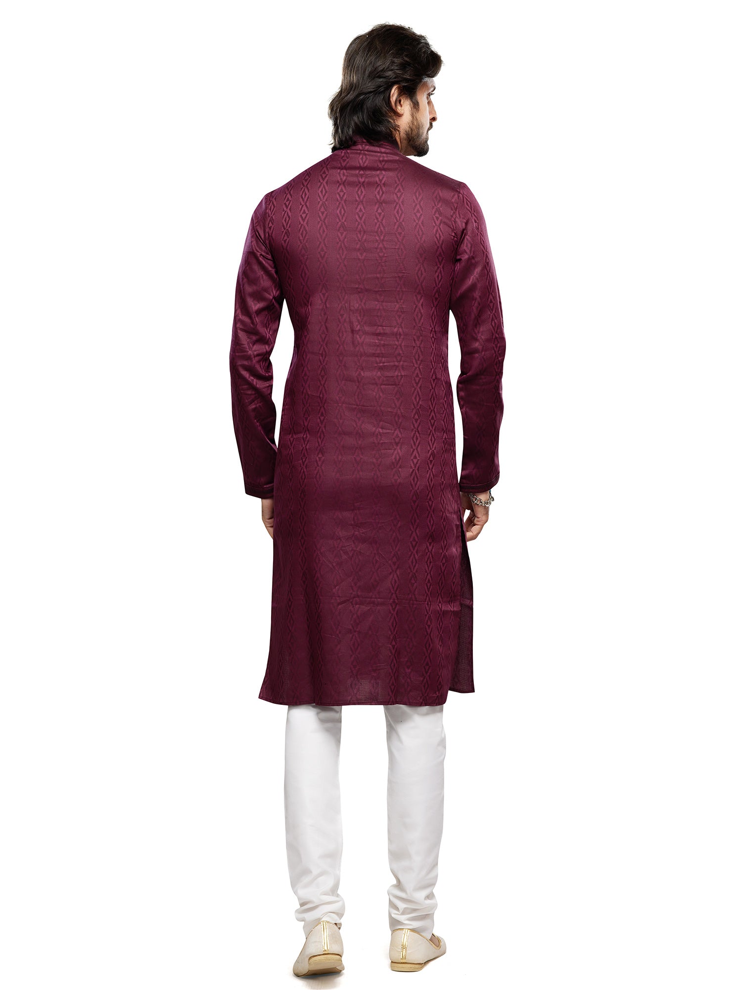 Maroon Festive Kurta Pyjama For Mens In Print