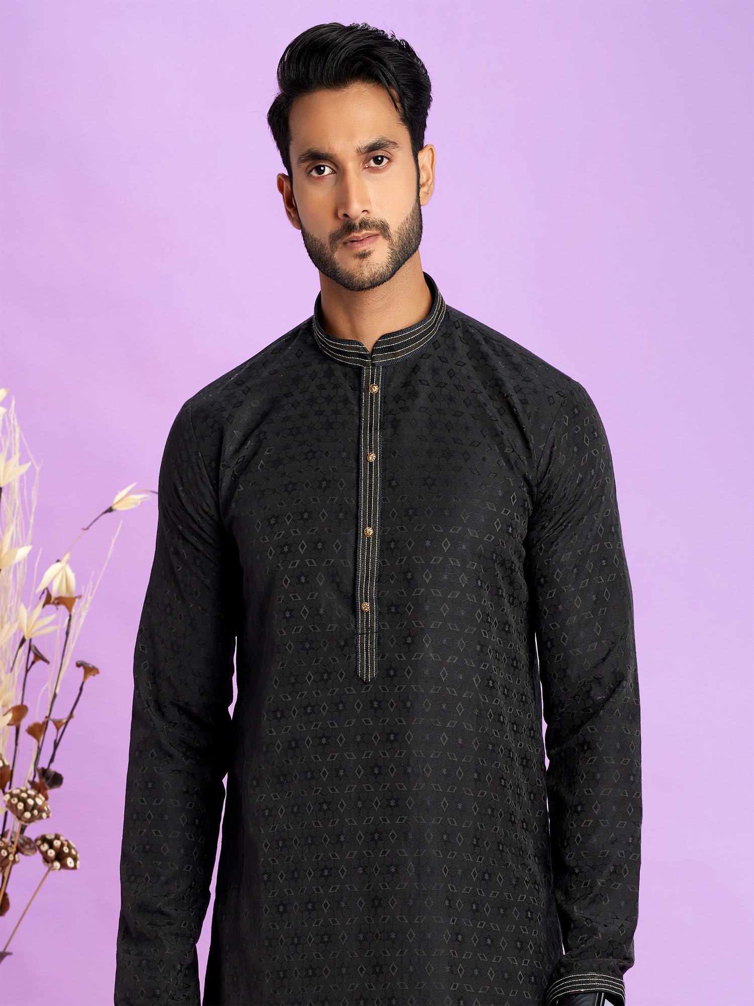 Black Festive Kurta Pyjama Readymade Kurta Pyjama