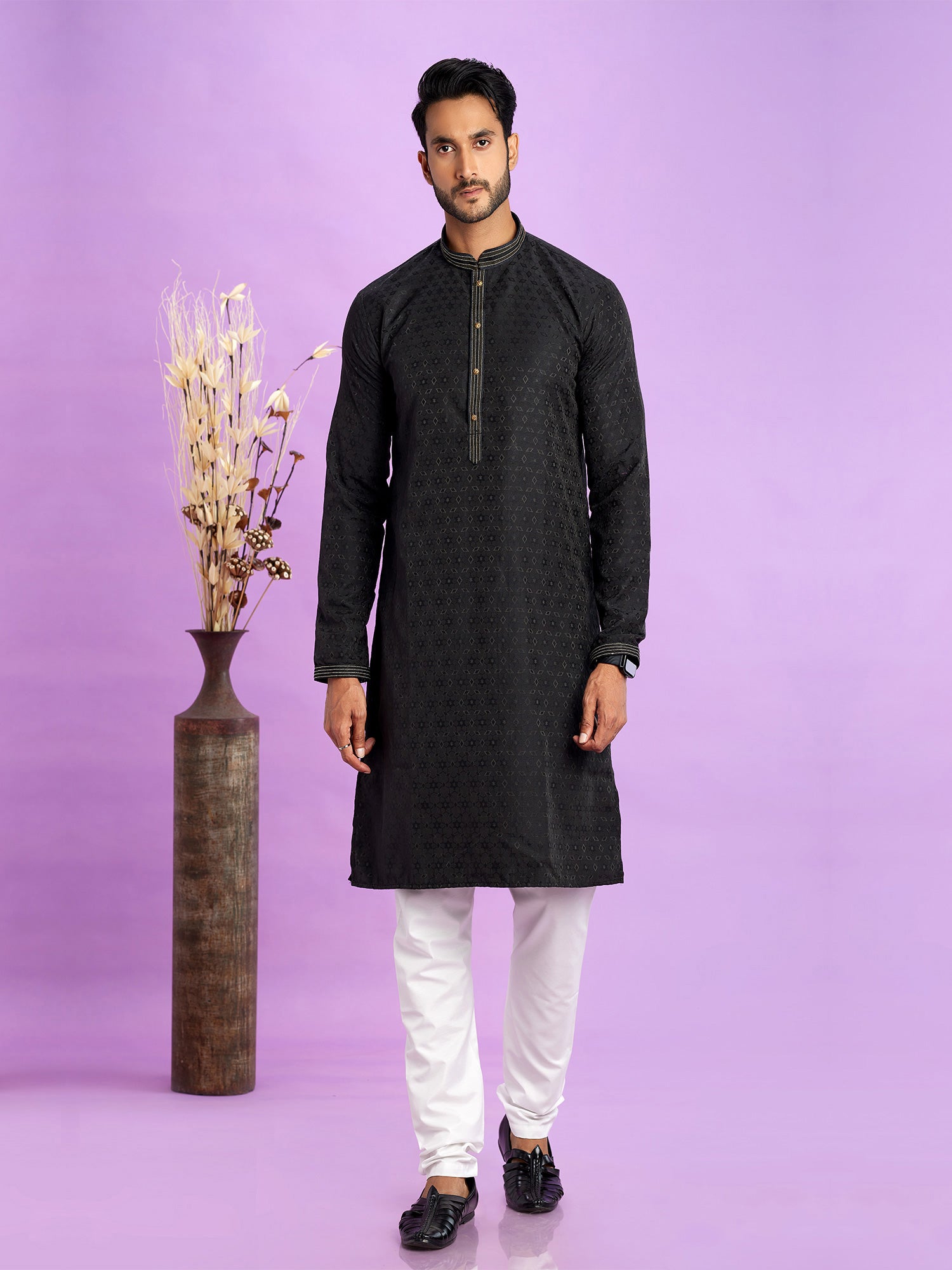 Black Festive Kurta Pyjama Readymade Kurta Pyjama