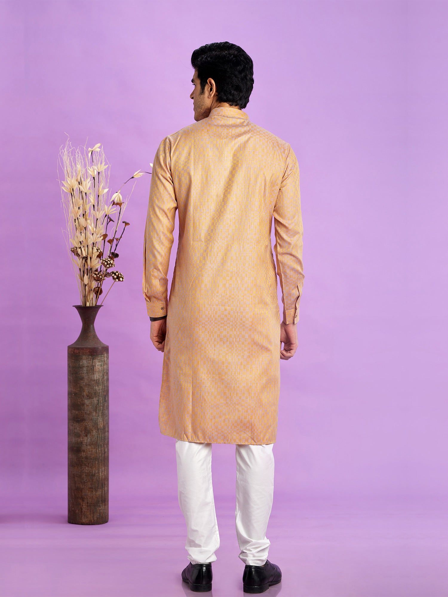 Light Brown Casual Wear Kurta Pyjama In Art Silk