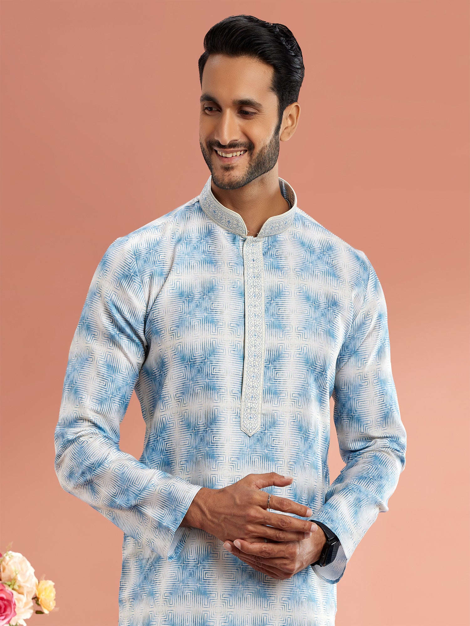 White Festive Kurta Pyjama Readymade Kurta Pyjama
