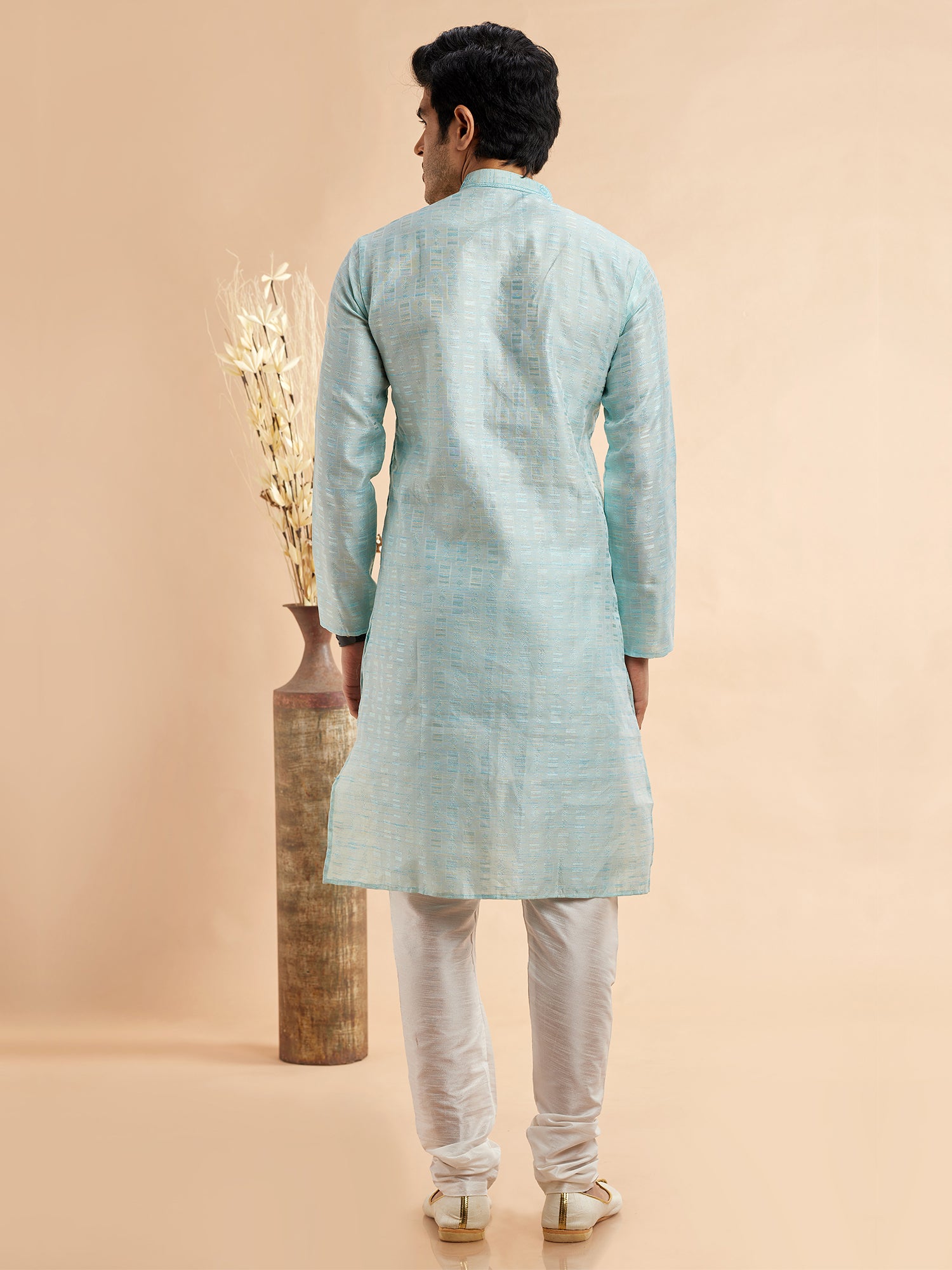 Light Blue Festive Men's Kurta Pyjama