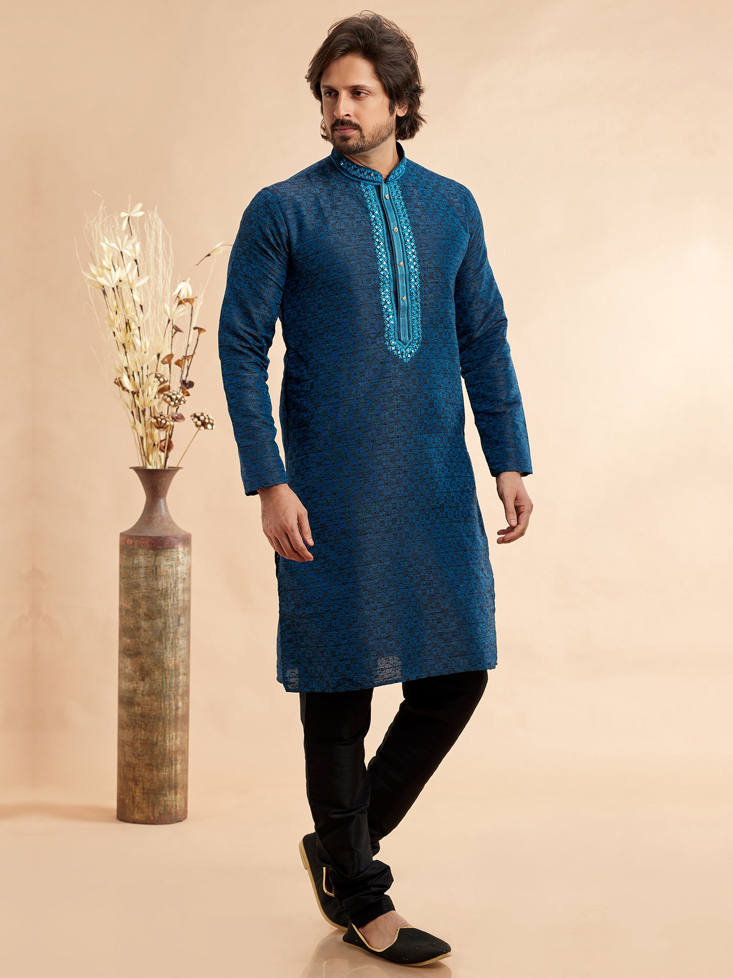 Blue Mirror Augmented Festive Kurta Set