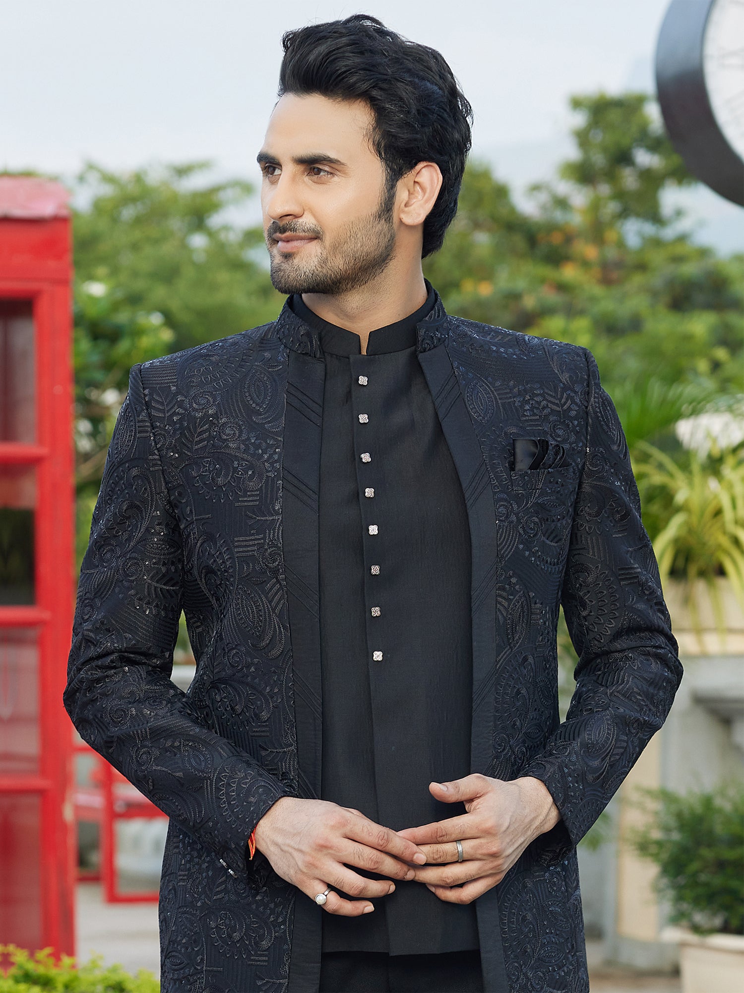 Black Jodhpuri With Embroidered Jacket