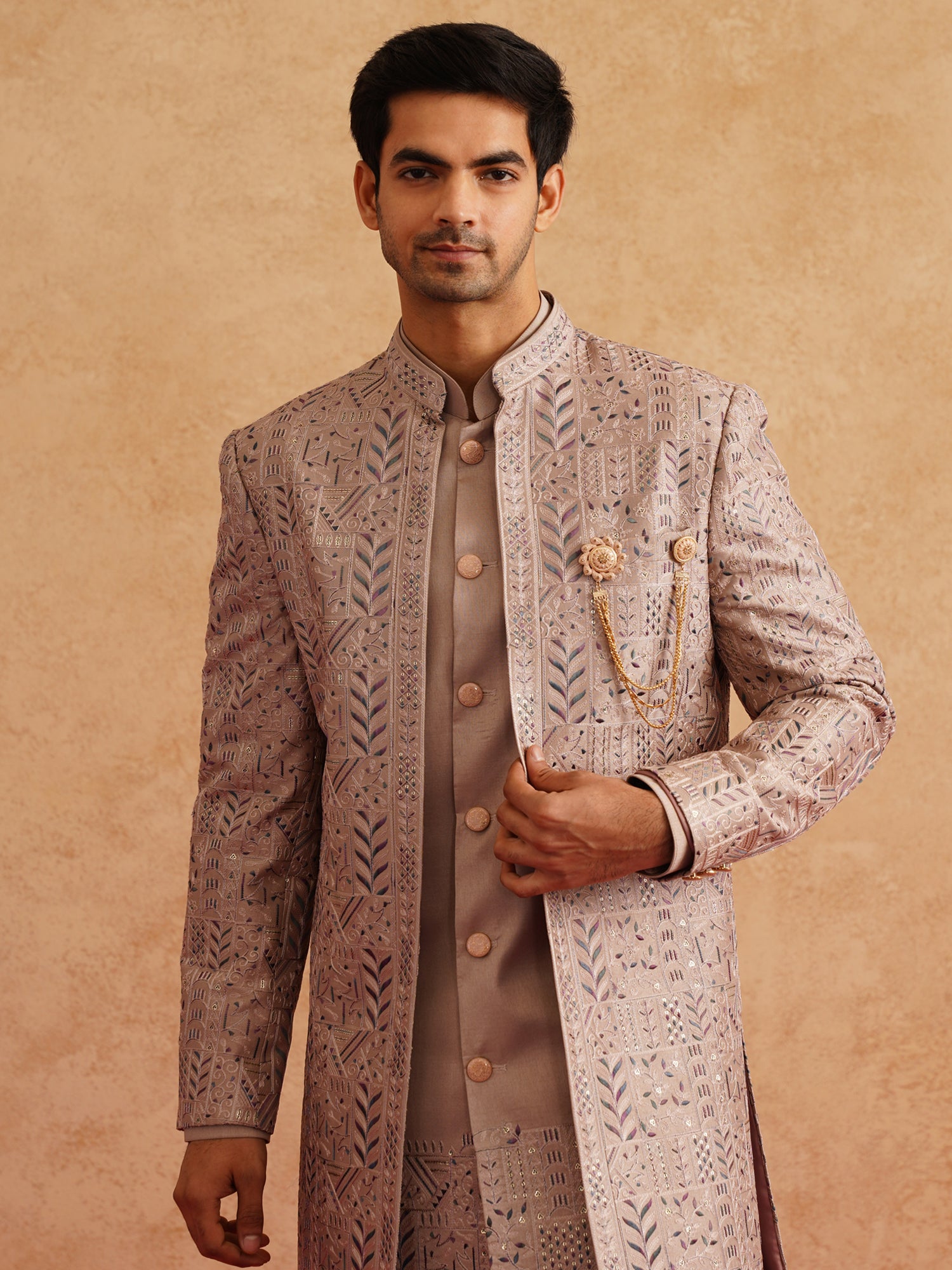 Pink Sequins Enhanced Jacketed Style Indo Western