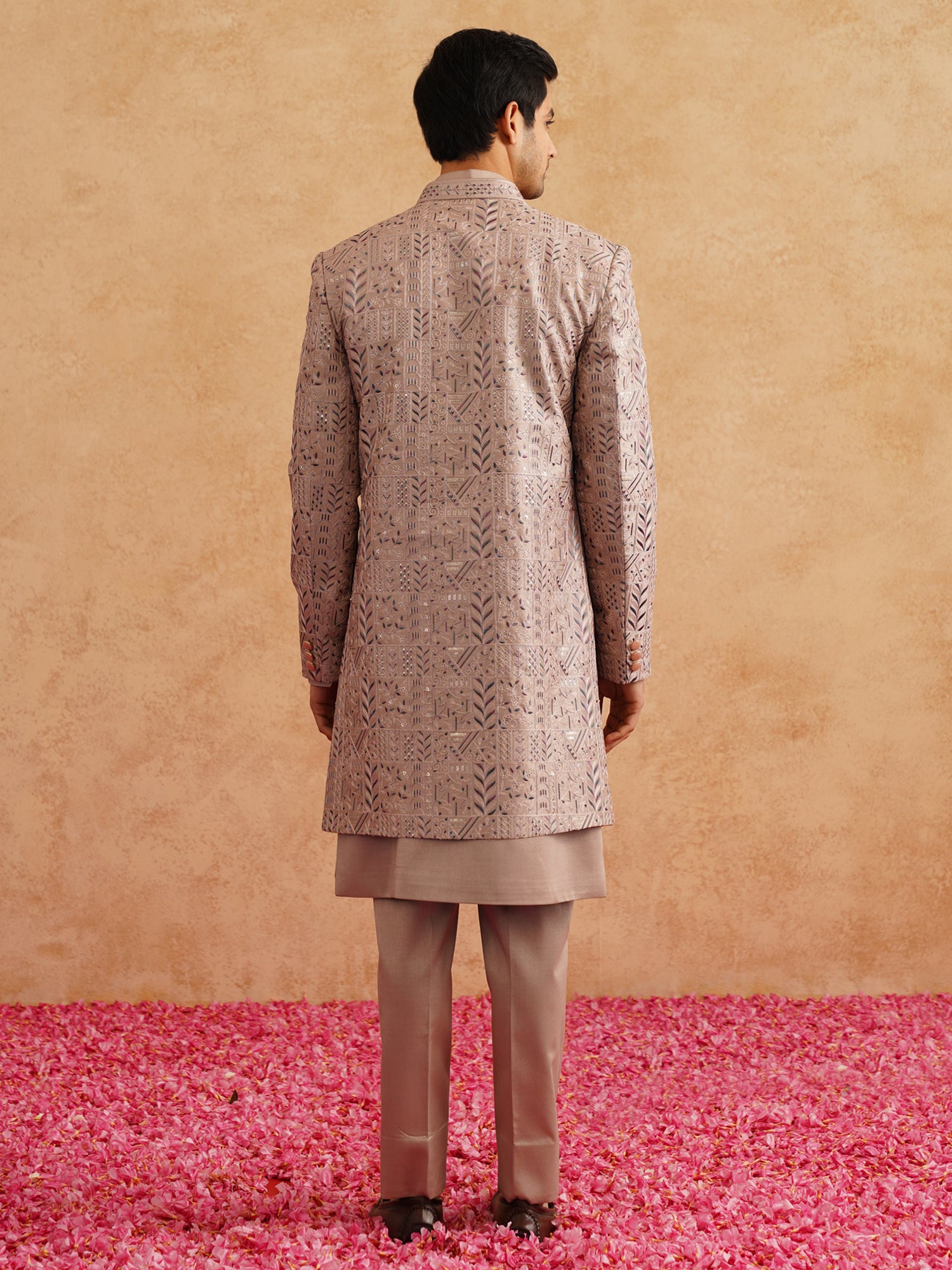 Pink Sequins Enhanced Jacketed Style Indo Western