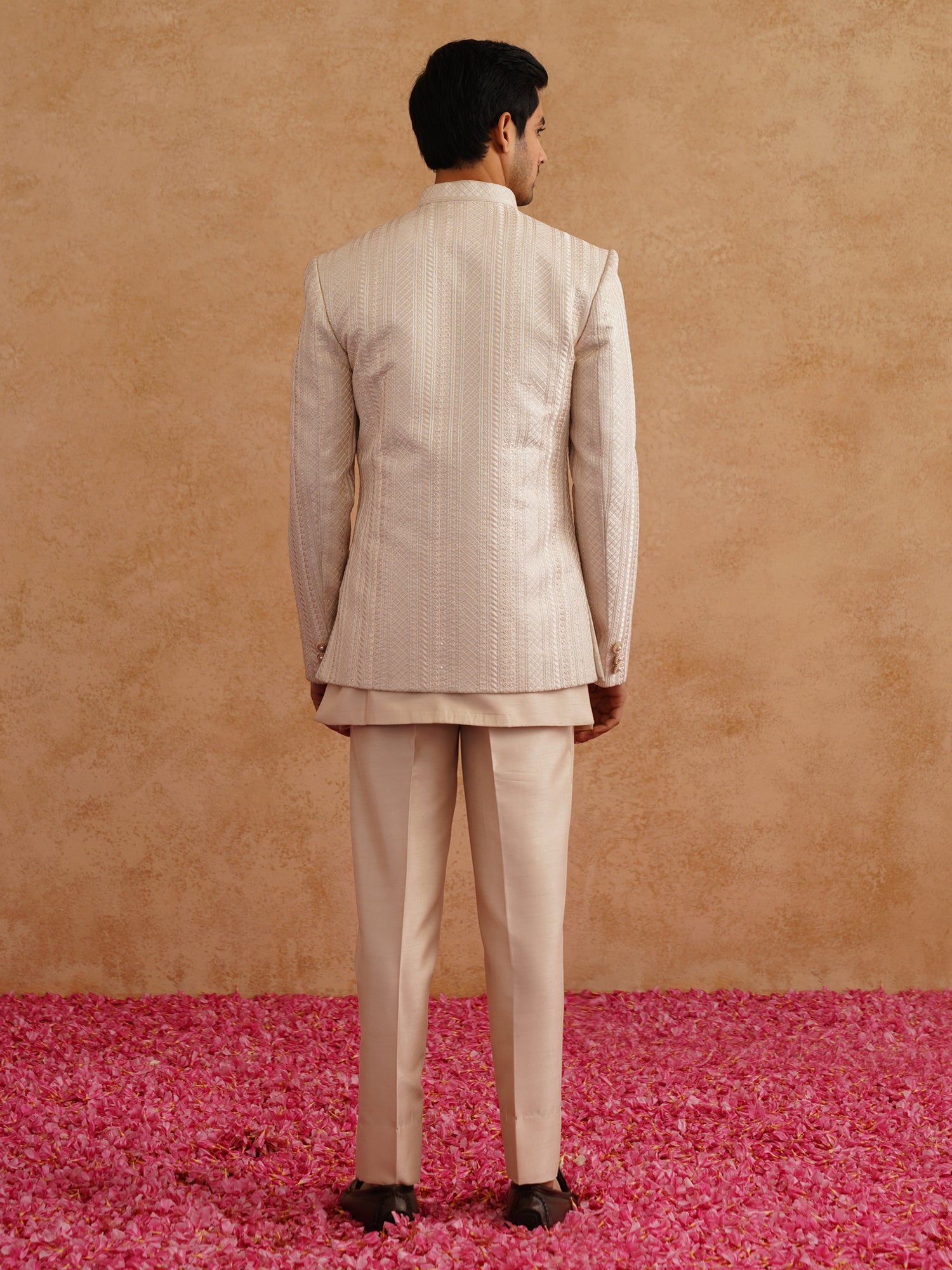 Ivory Cream Thread Augmented Men's Jodhpuri Suit