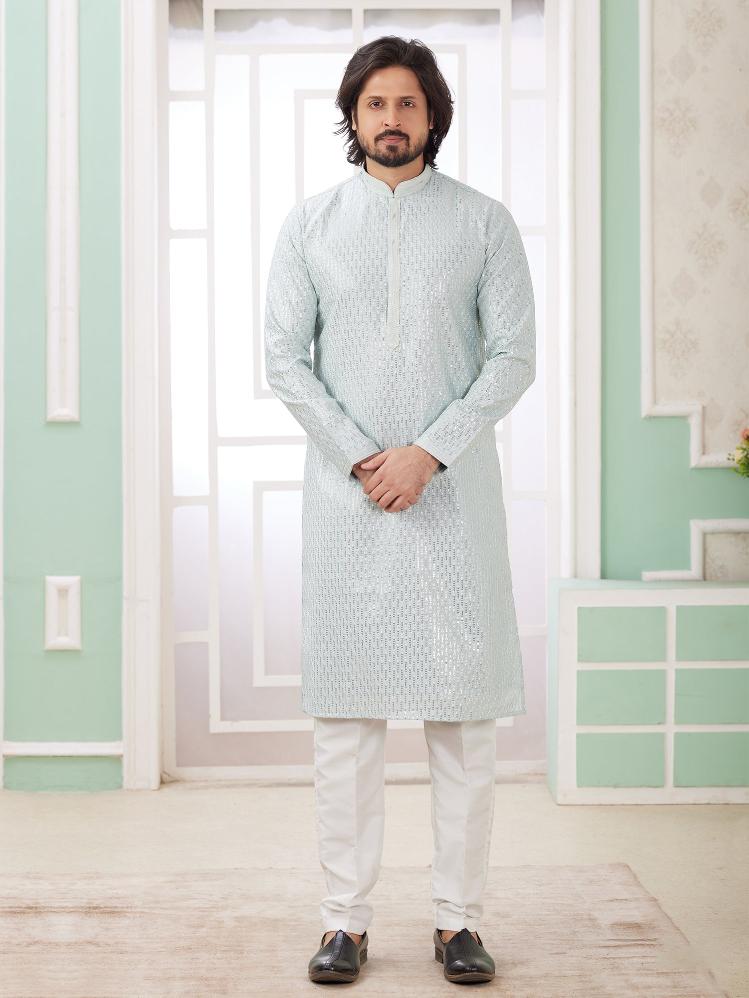Snow White Casual Wear Kurta Pyjama Set