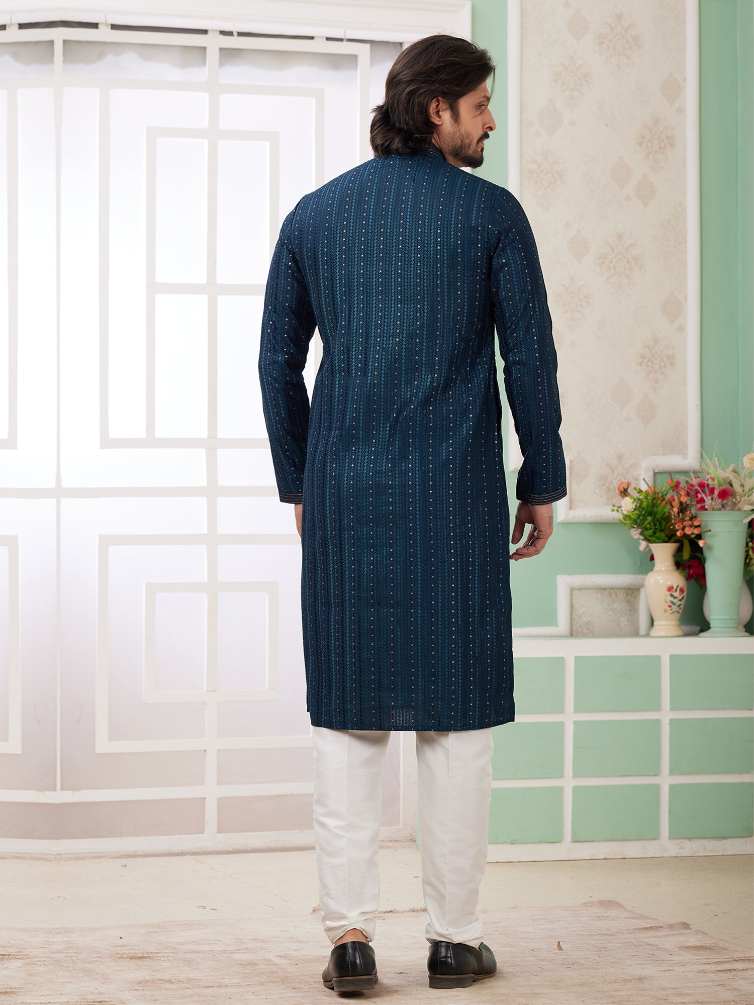 Blue Menswear Festive Kurta Pyjama Set