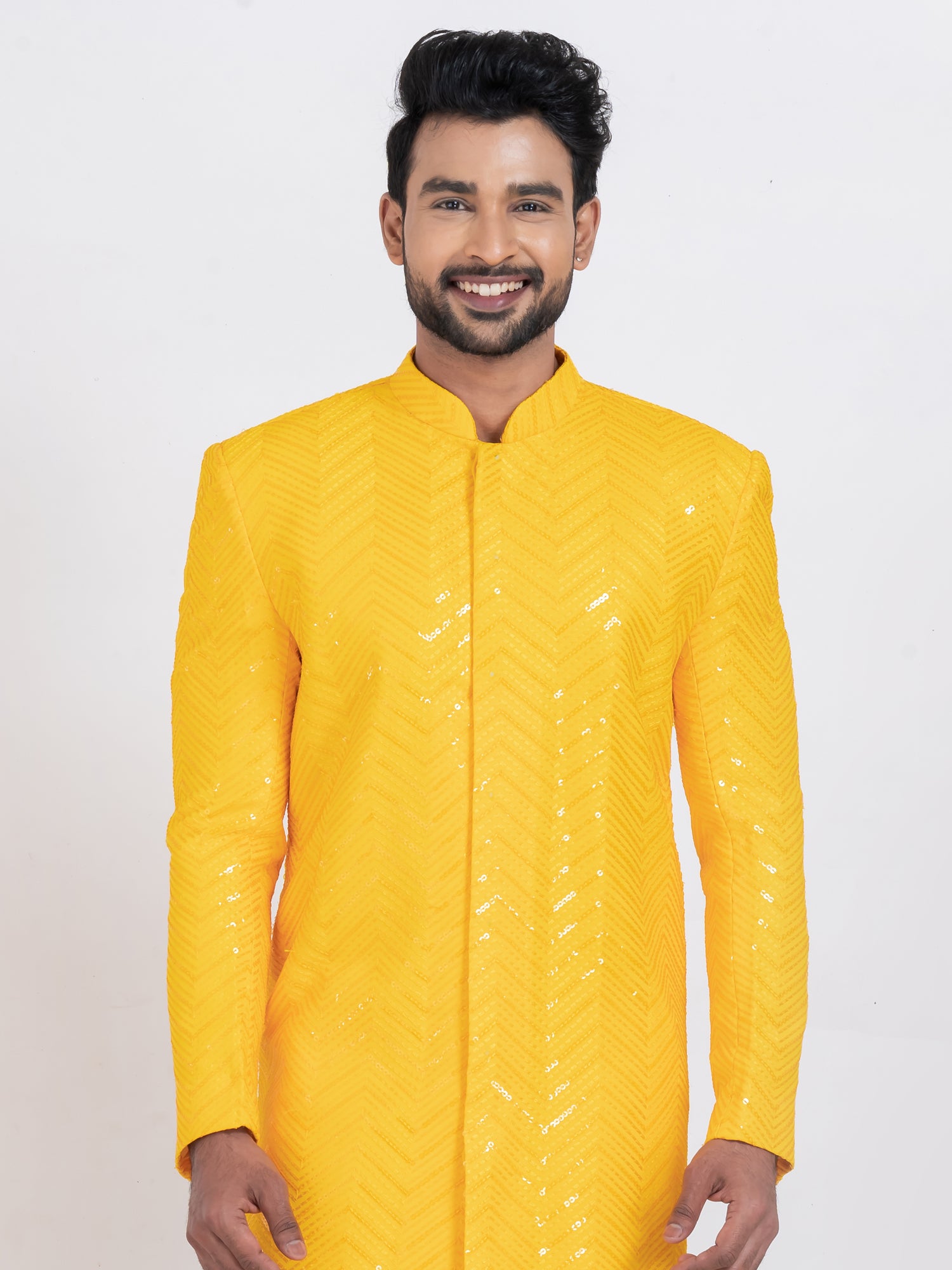 Yellow Readymade Kurta Pyjama For Men