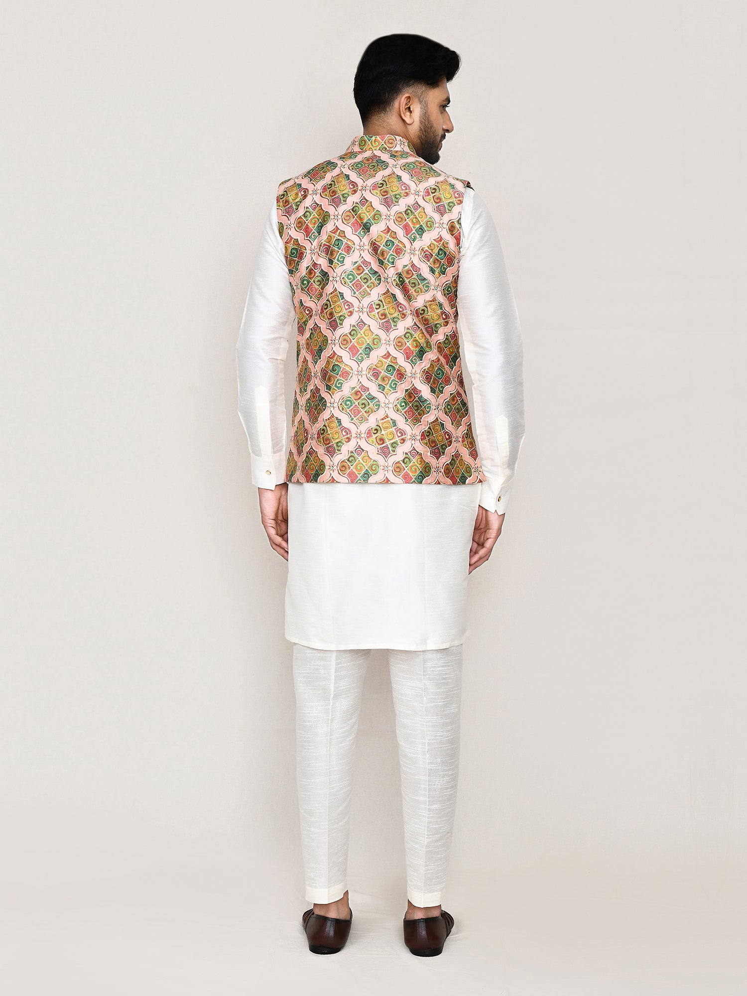 Multicolor Men's Nehru Jacket In Digital Print