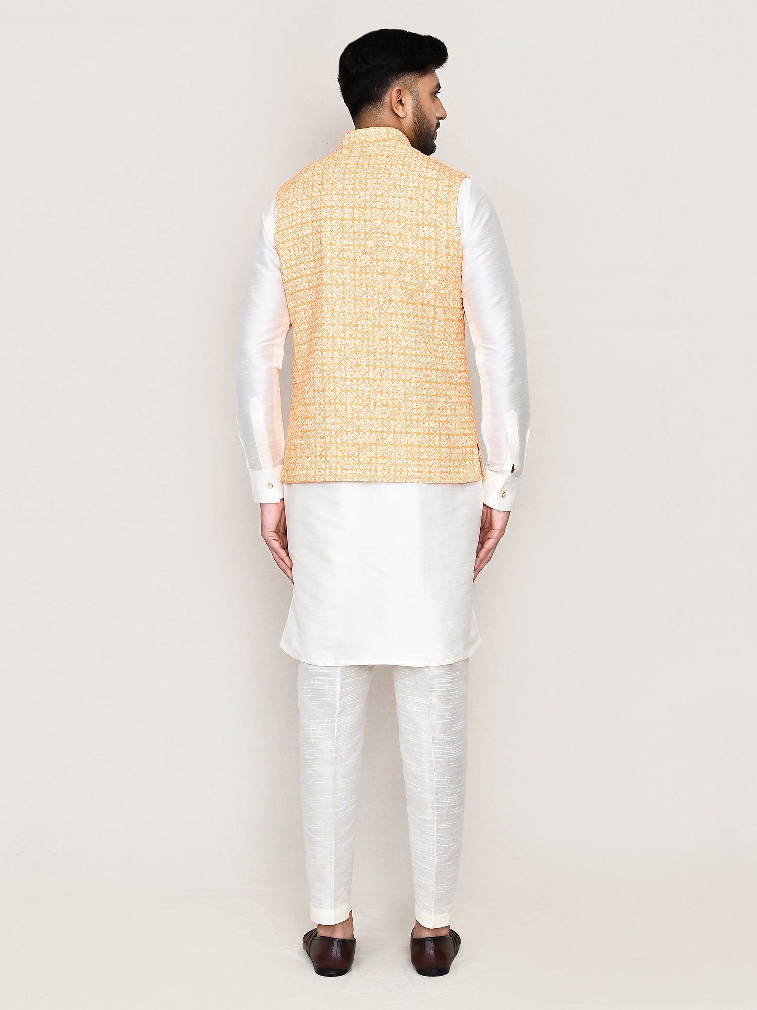 Orange Men's Wear Waistcoat Jacket In Cotton
