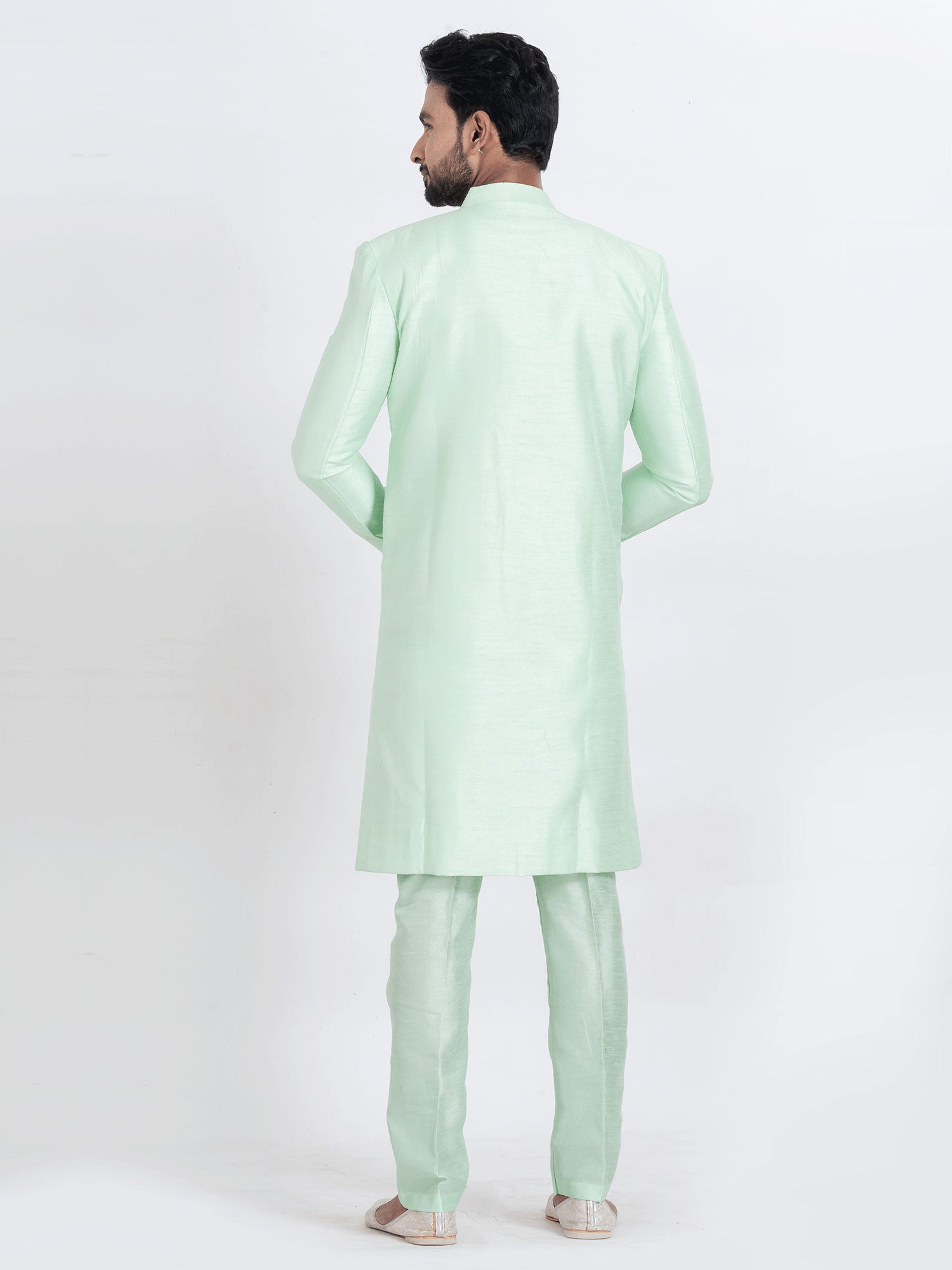 Mint Green Dhupion Silk Festive Indo Western Set