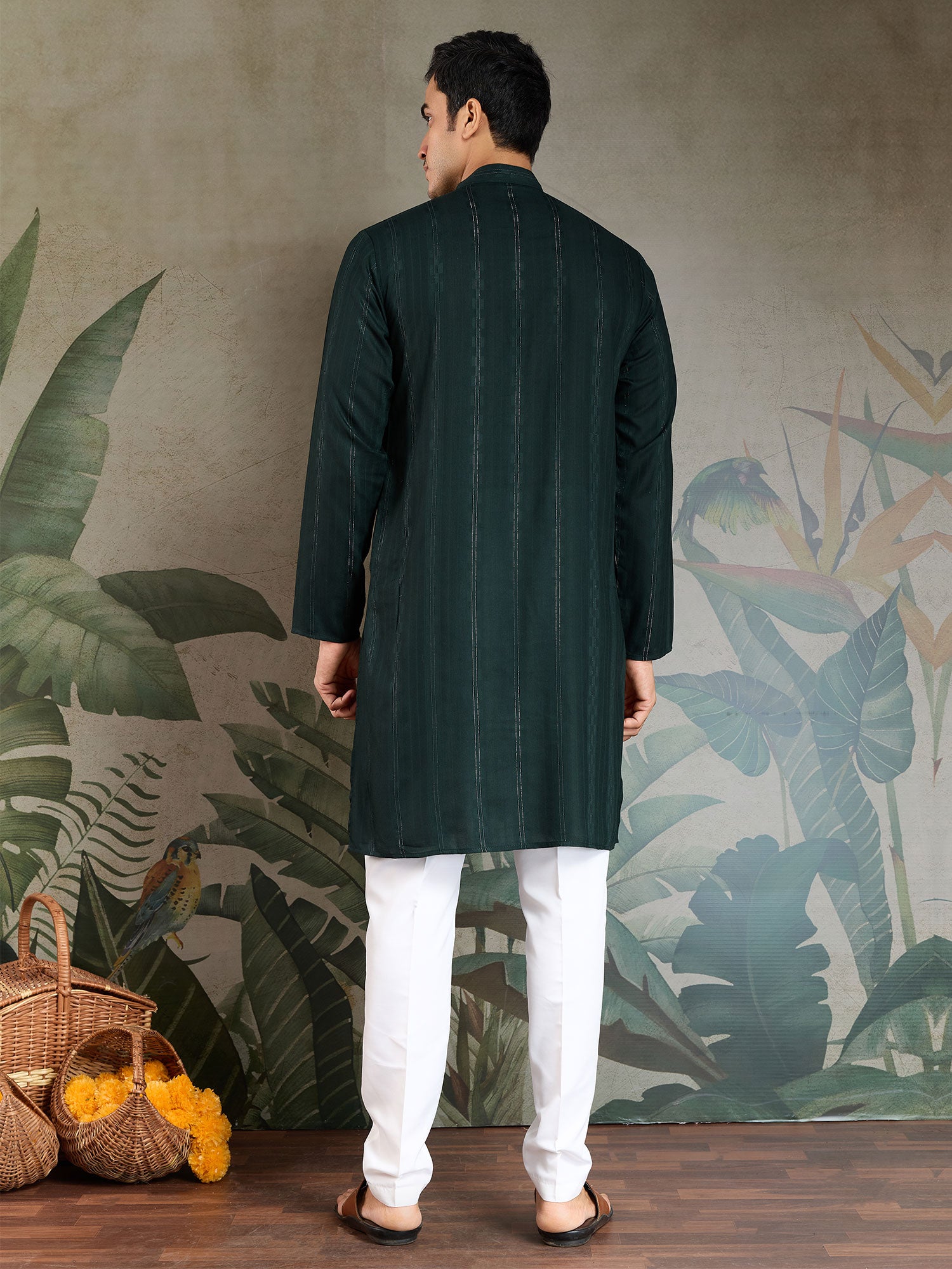 Peacock Green Men;s Readymade Kurta Pyjama Set