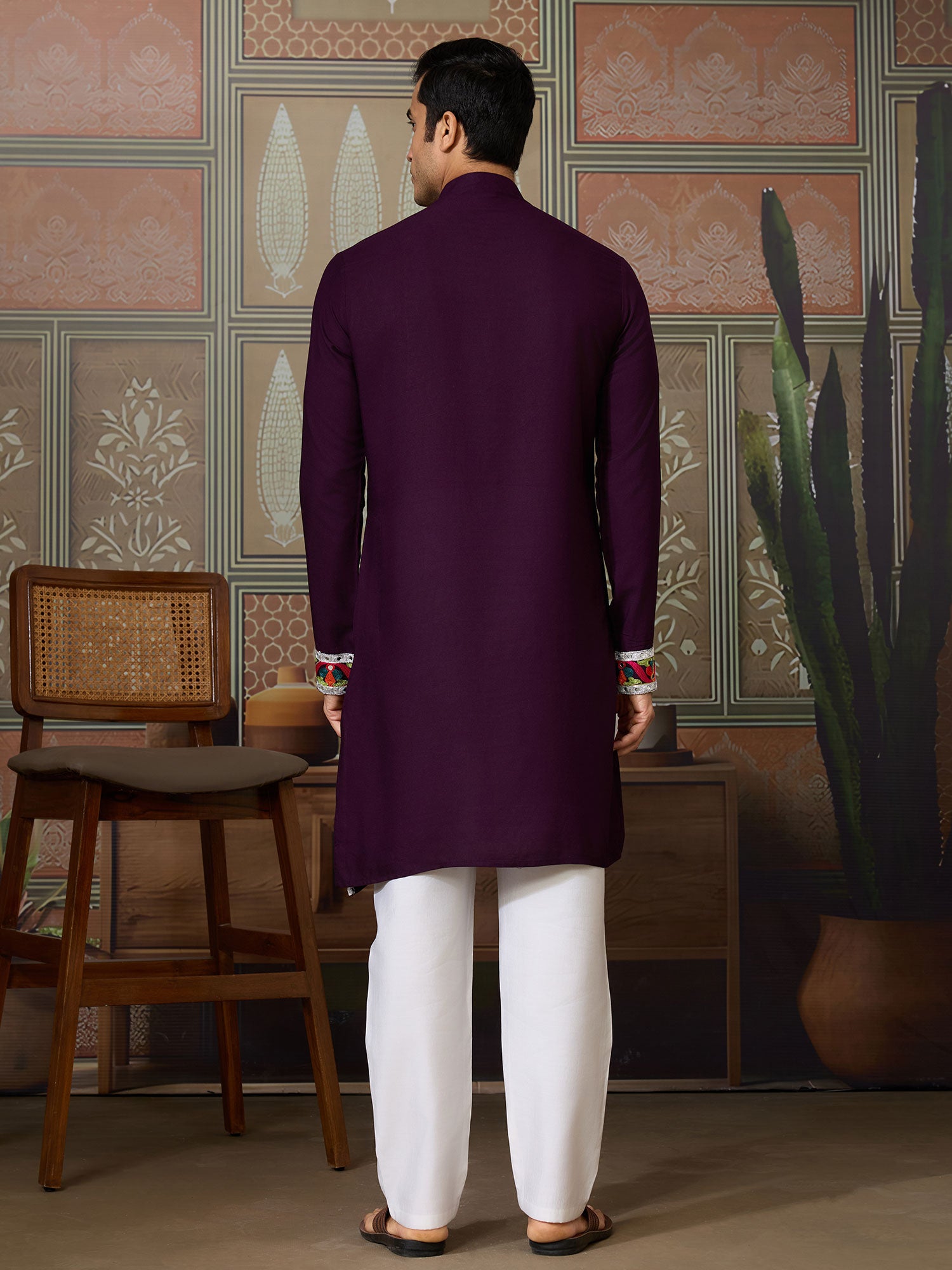 Wine Mirror Enhanced Readymade Kurta Set