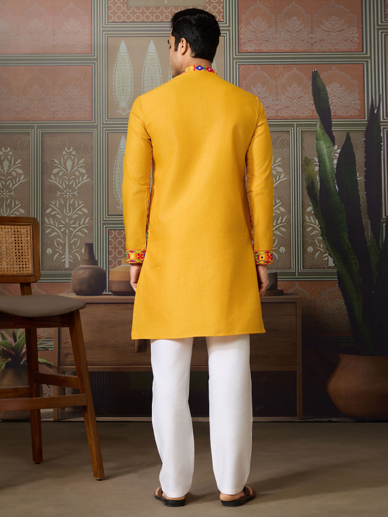 Yellow Navratrri Men's Wear Kurta Pyjama