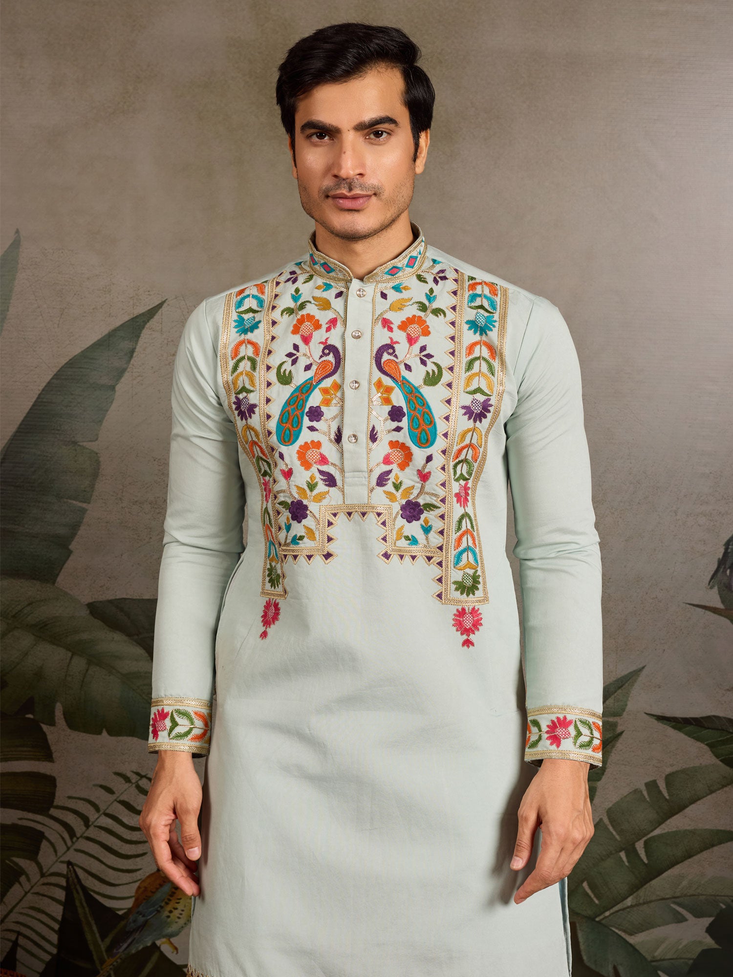 Gentle Grey Festive Wear Readymade Kurta Pyjama