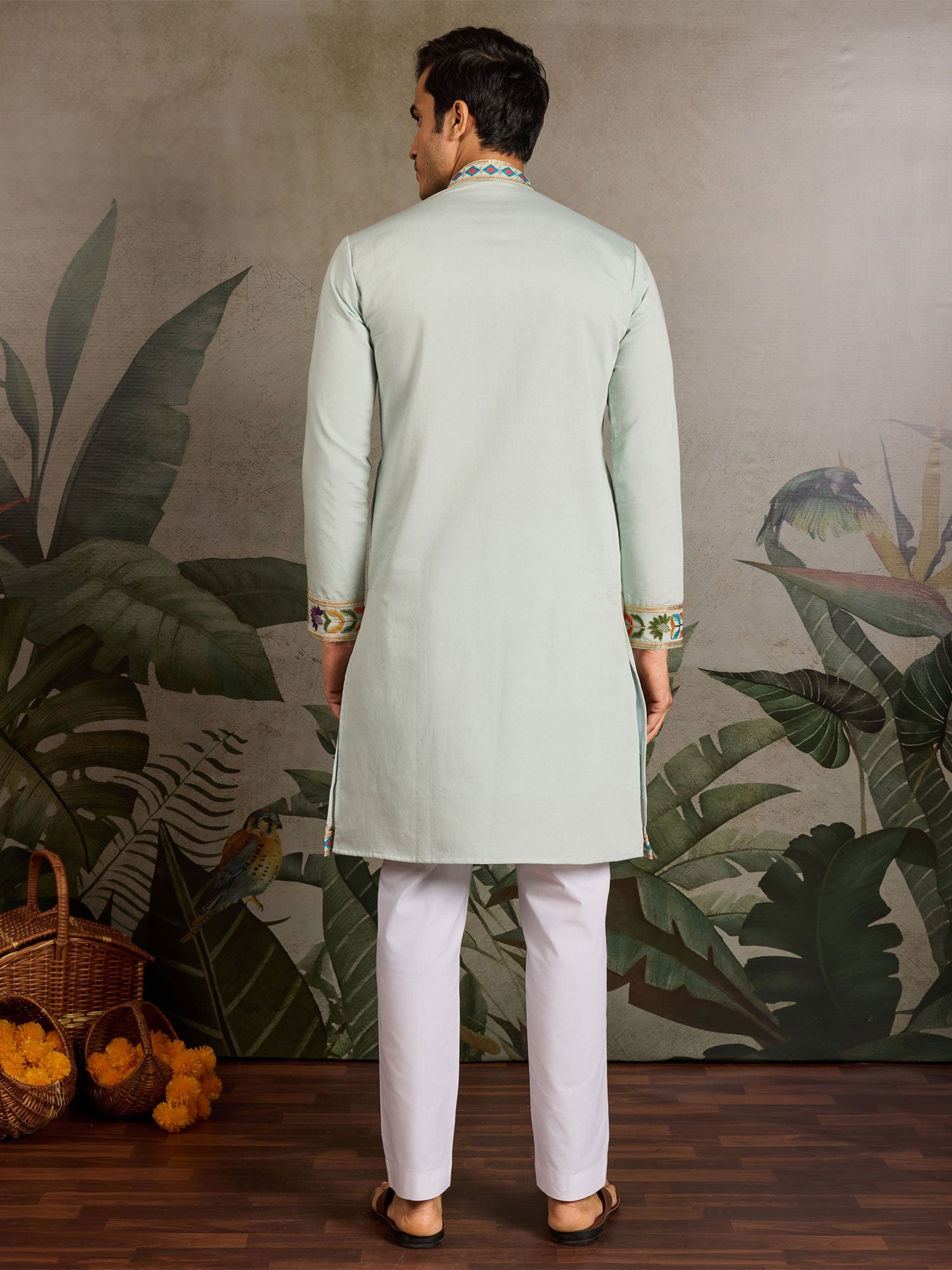 Gentle Grey Festive Wear Readymade Kurta Pyjama