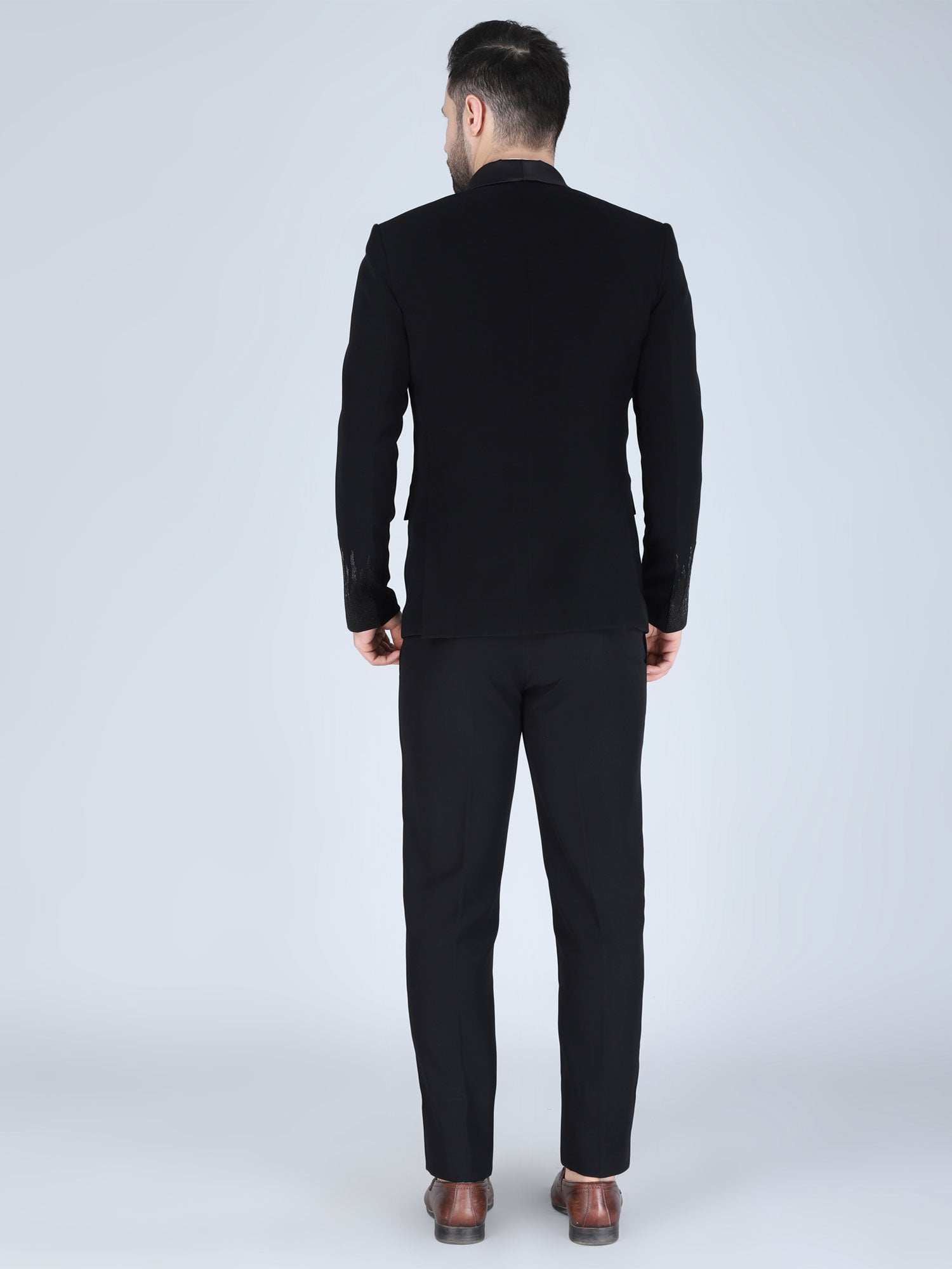 Black Cocktail Wear Men's Tuxedo Suit In Cotton