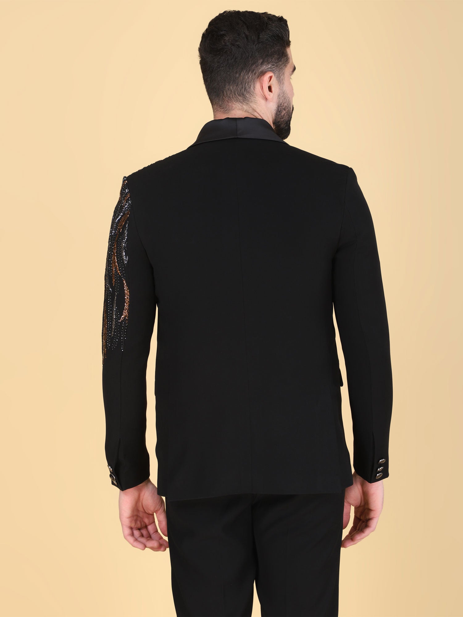 Black Men's Stylish Three Piece Tuxedo Suit