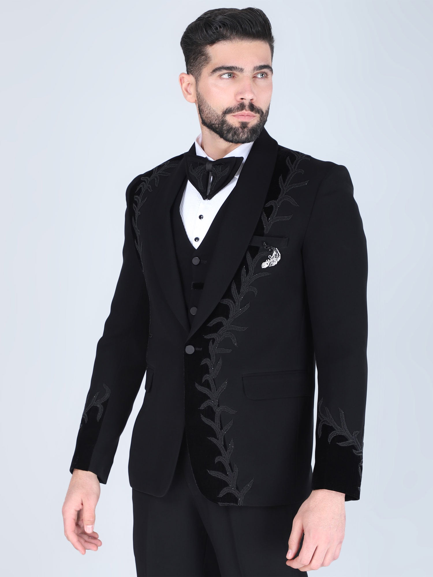 Black Stylish Cocktail Wear Three Piece Suit