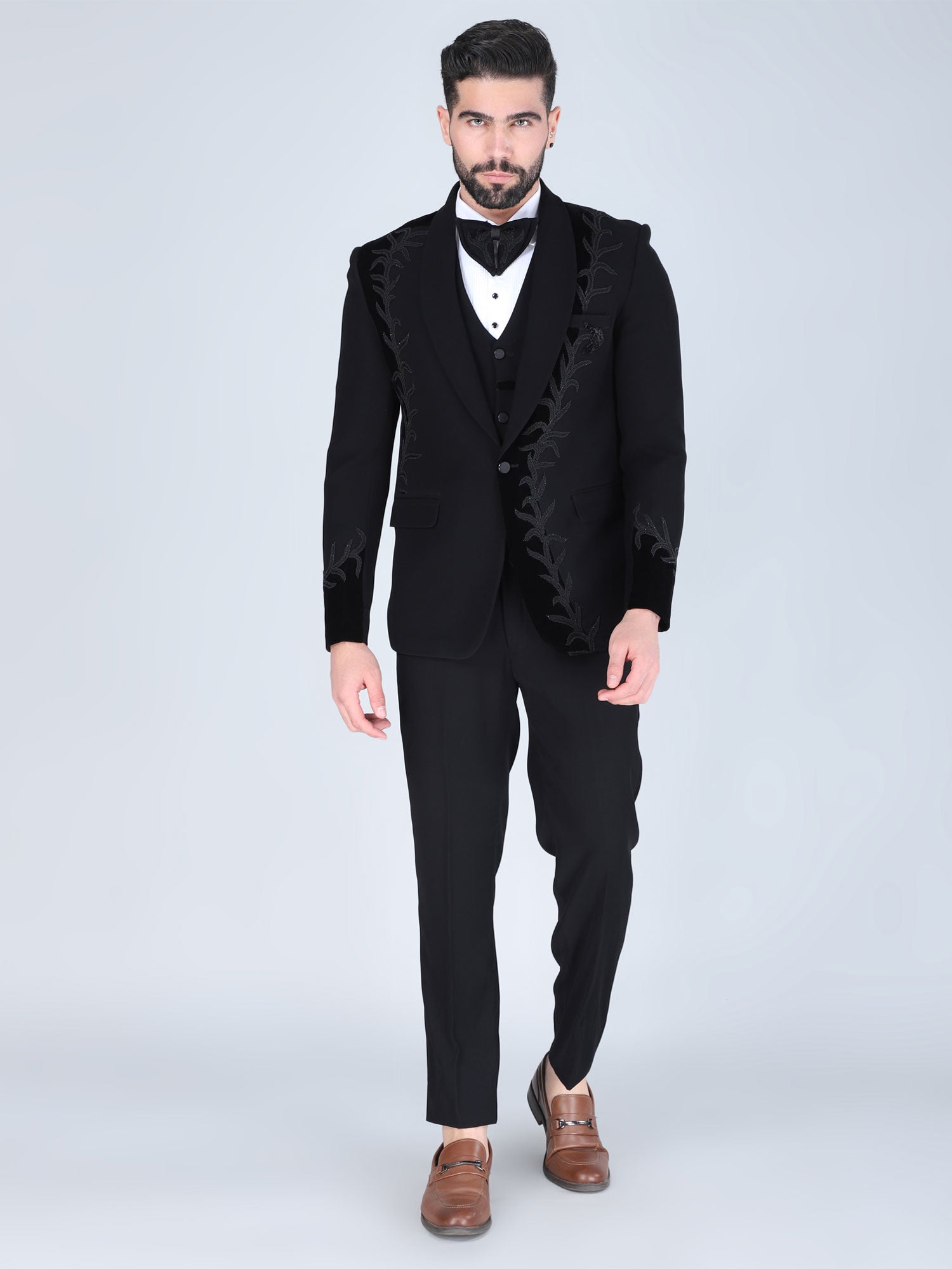Black Stylish Cocktail Wear Three Piece Suit