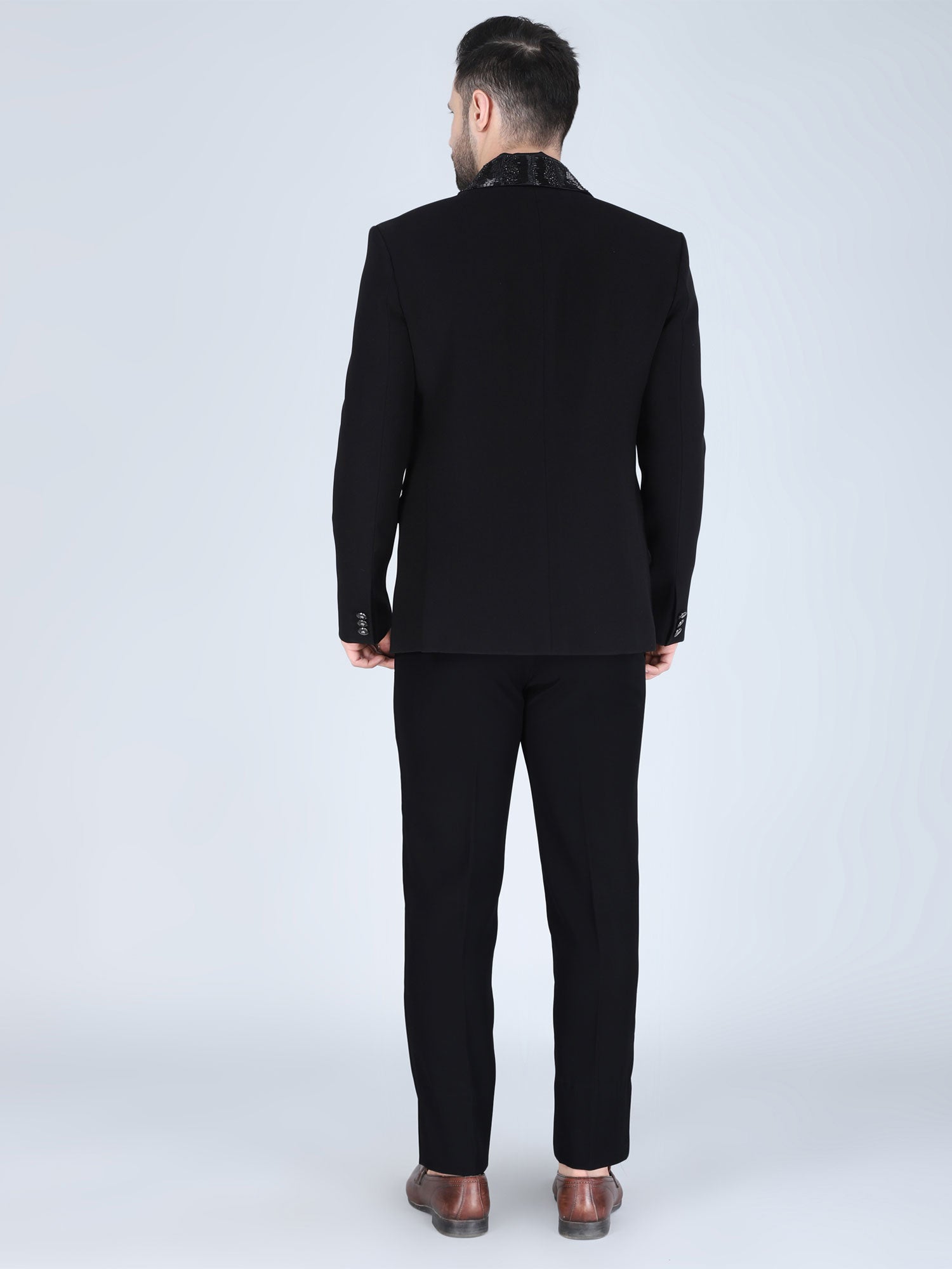 Black Classic Tuxedo Suit For Mens In Cotton