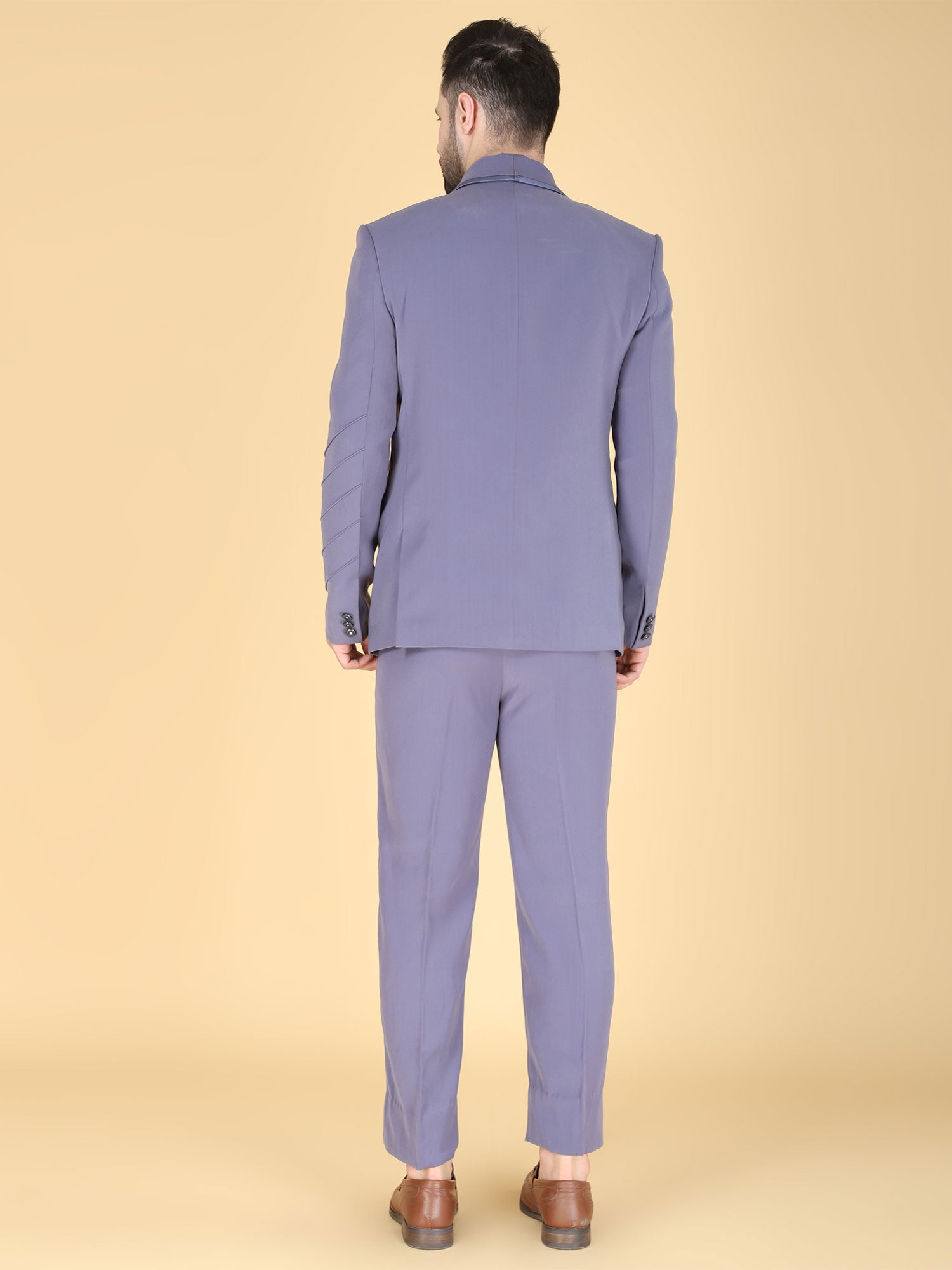 Lavender Purple Men's Three Piece Suit In Cotton