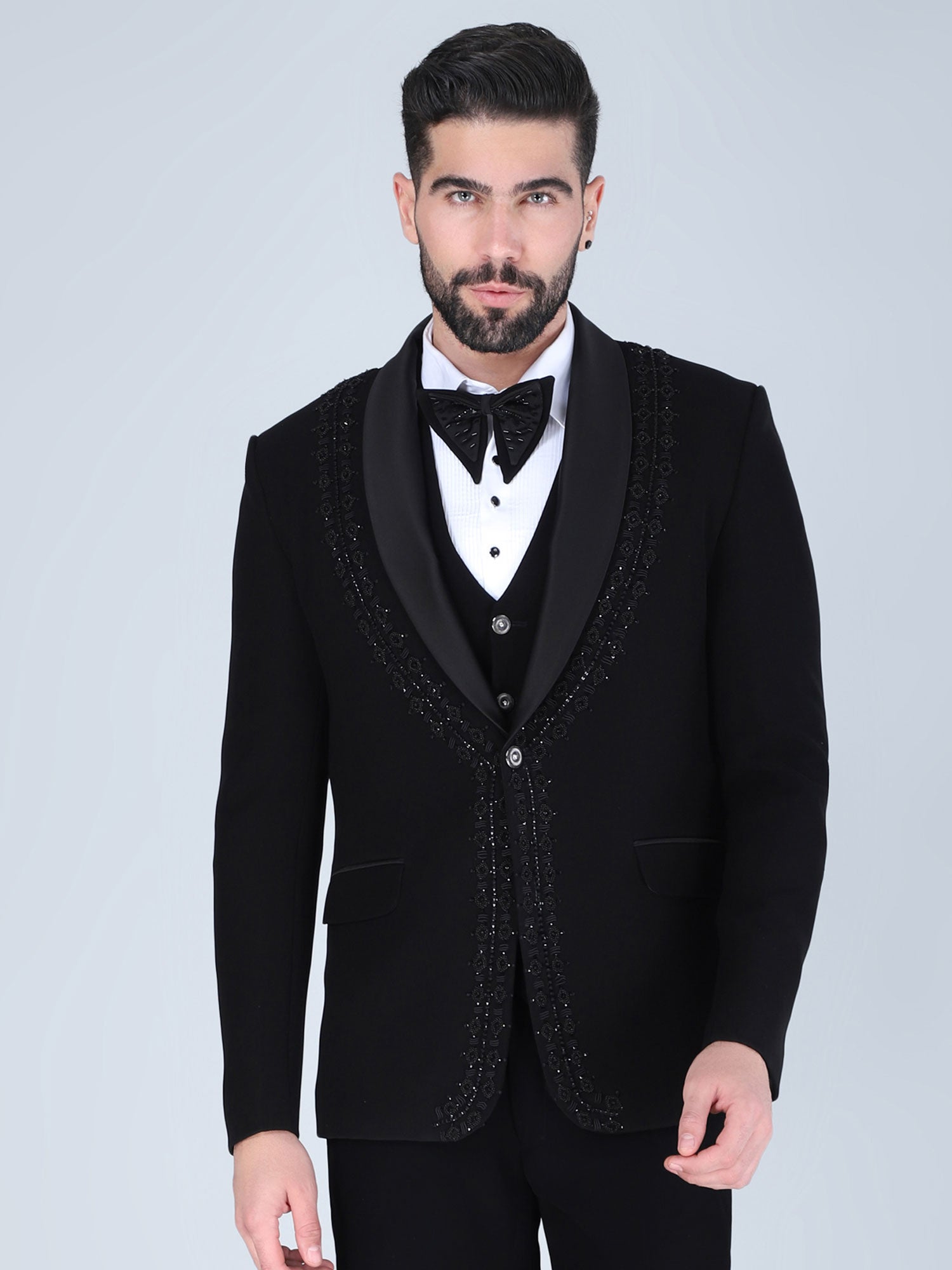 Black Cocktail Wear Designer Three Piece Suit