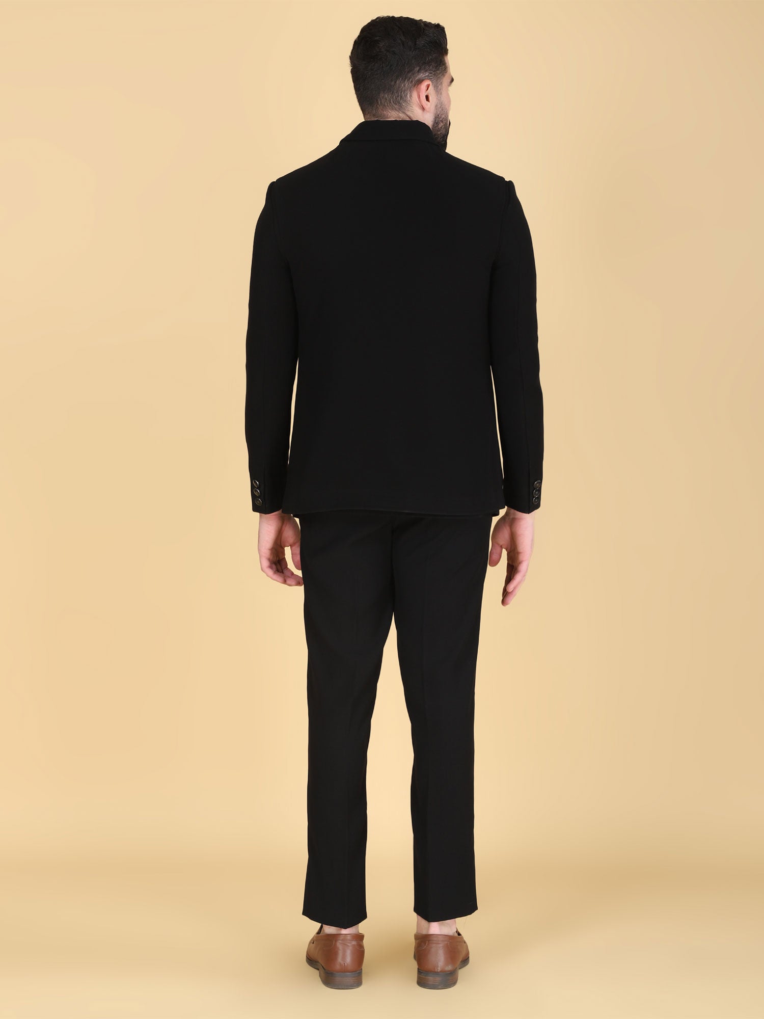 Black Cotton Bandhgala Jodhpuri Suit For Mens
