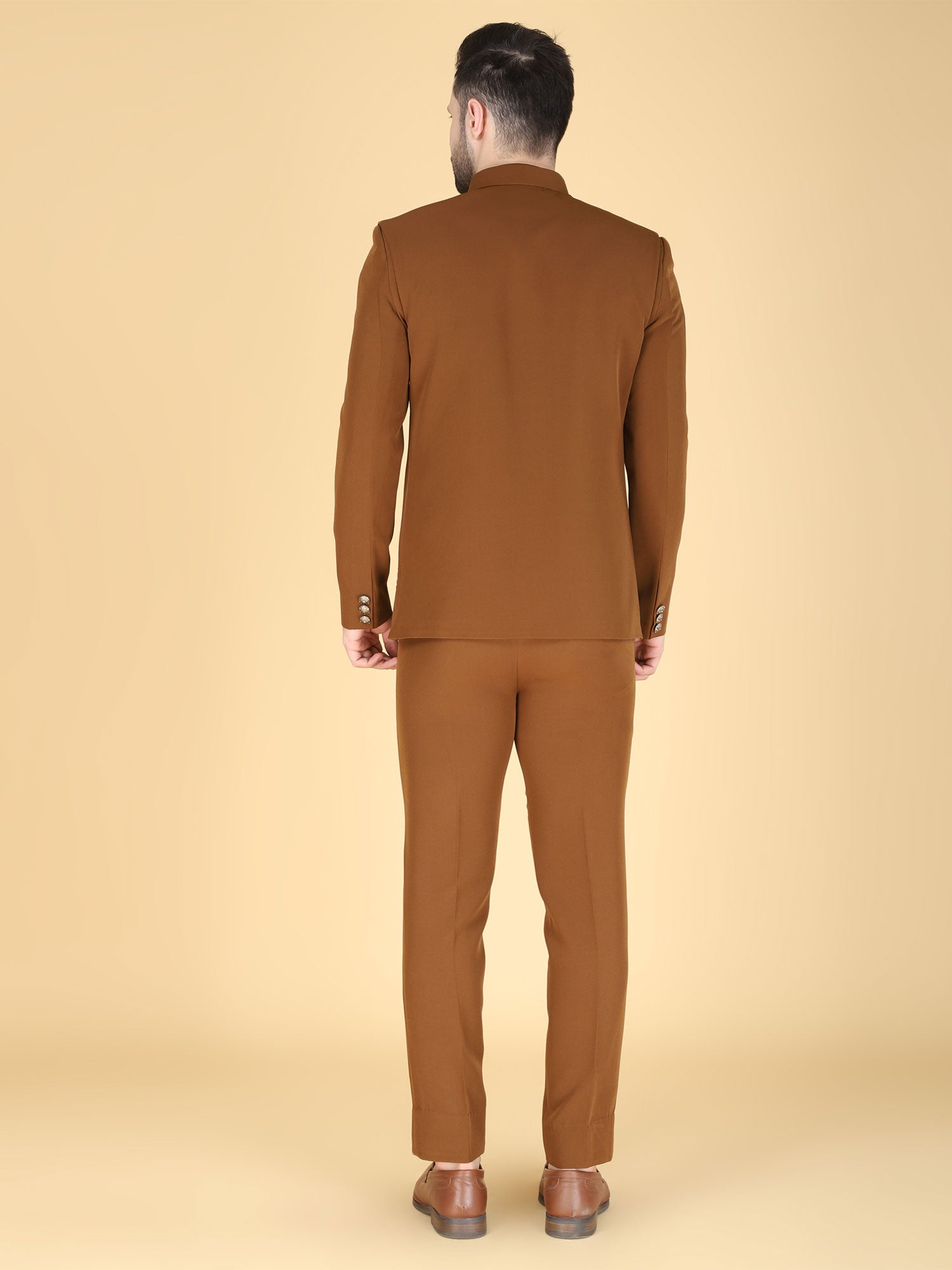 Brown Jodhpuri Set With Embroidered Jacket