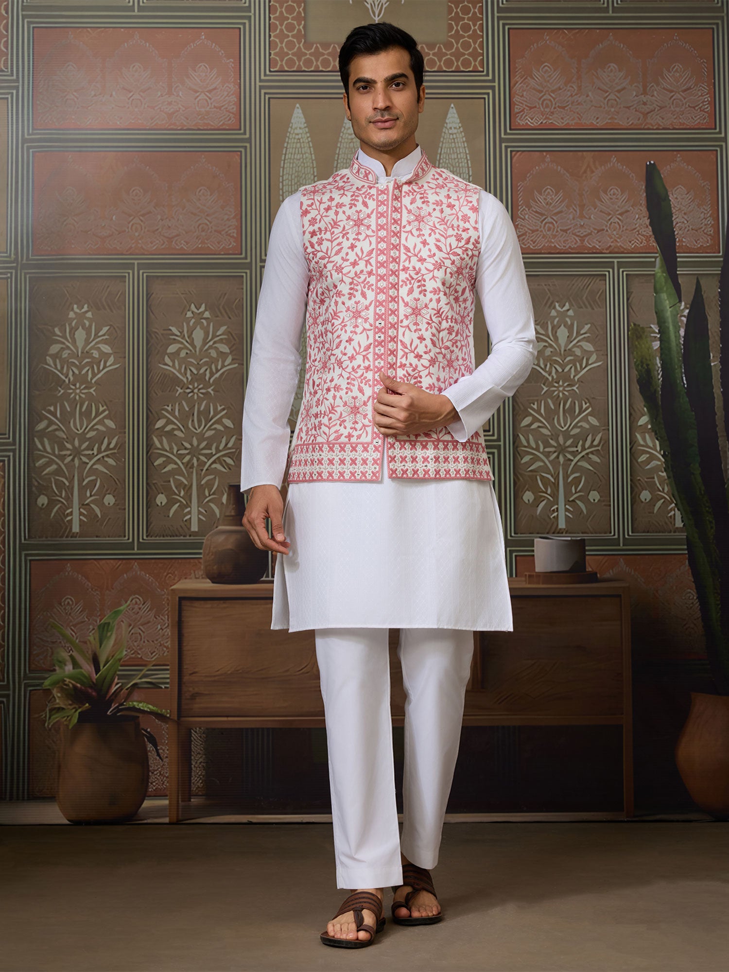 White Mirror Augmented Readymade Kurta Pyjama