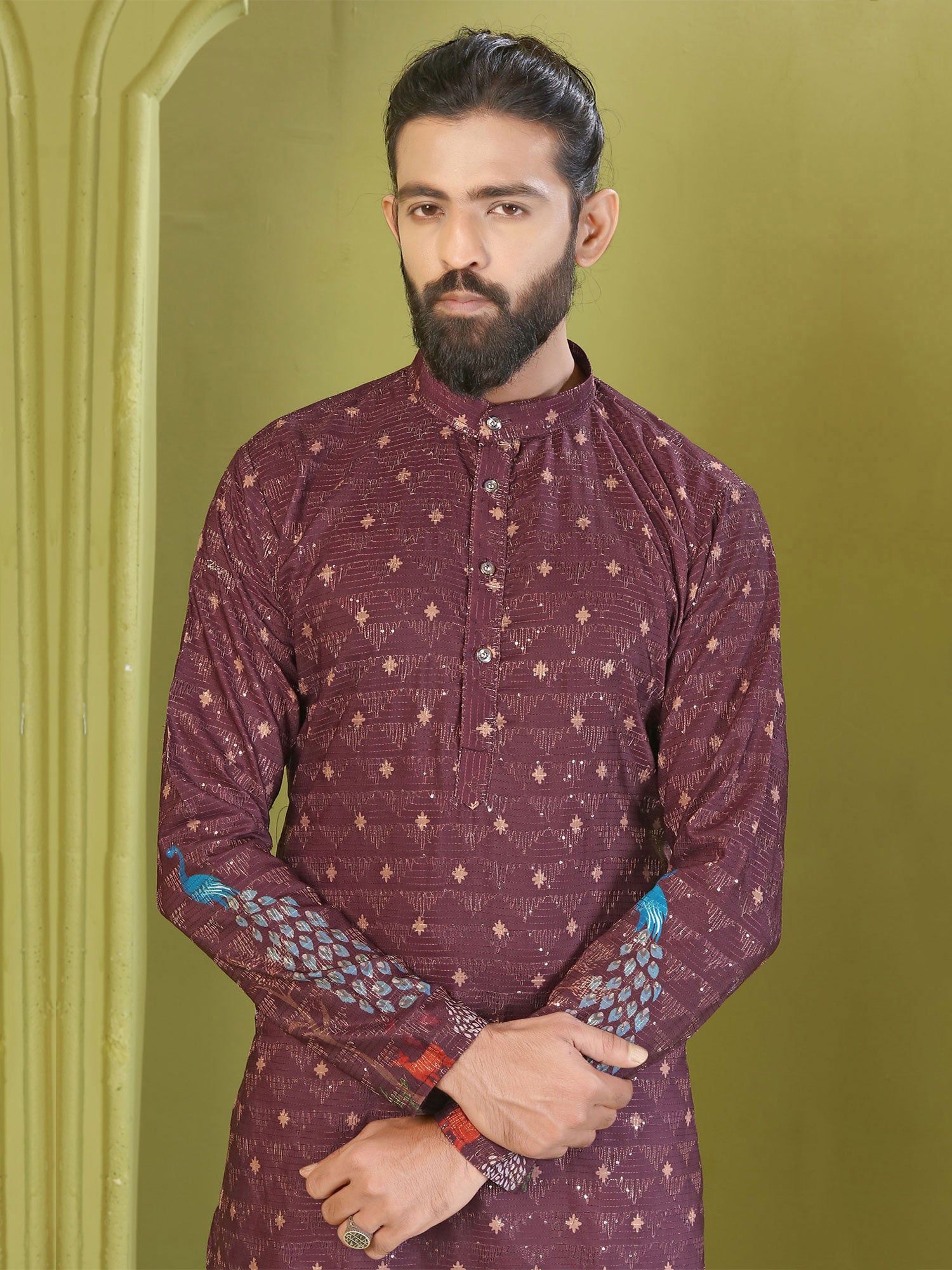 Maroon Sequins Enhanced Readymade Kurta Set