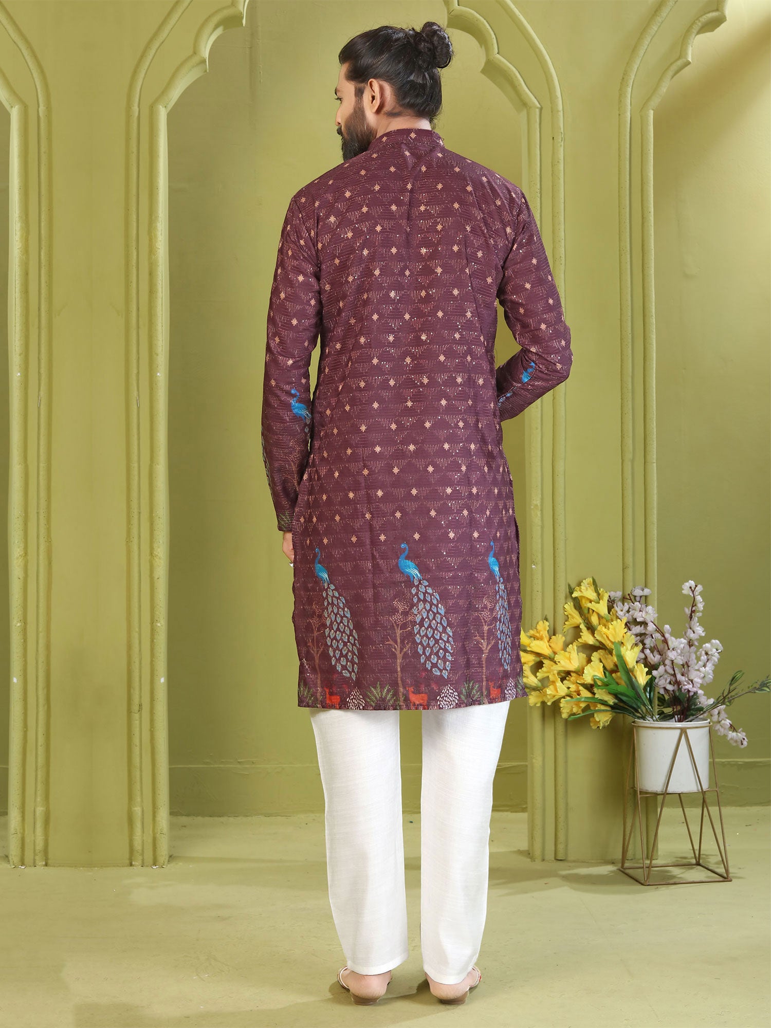 Maroon Sequins Enhanced Readymade Kurta Set